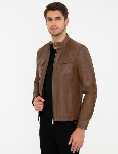 Açık Kahverengi Deri Ceket - 50250403002