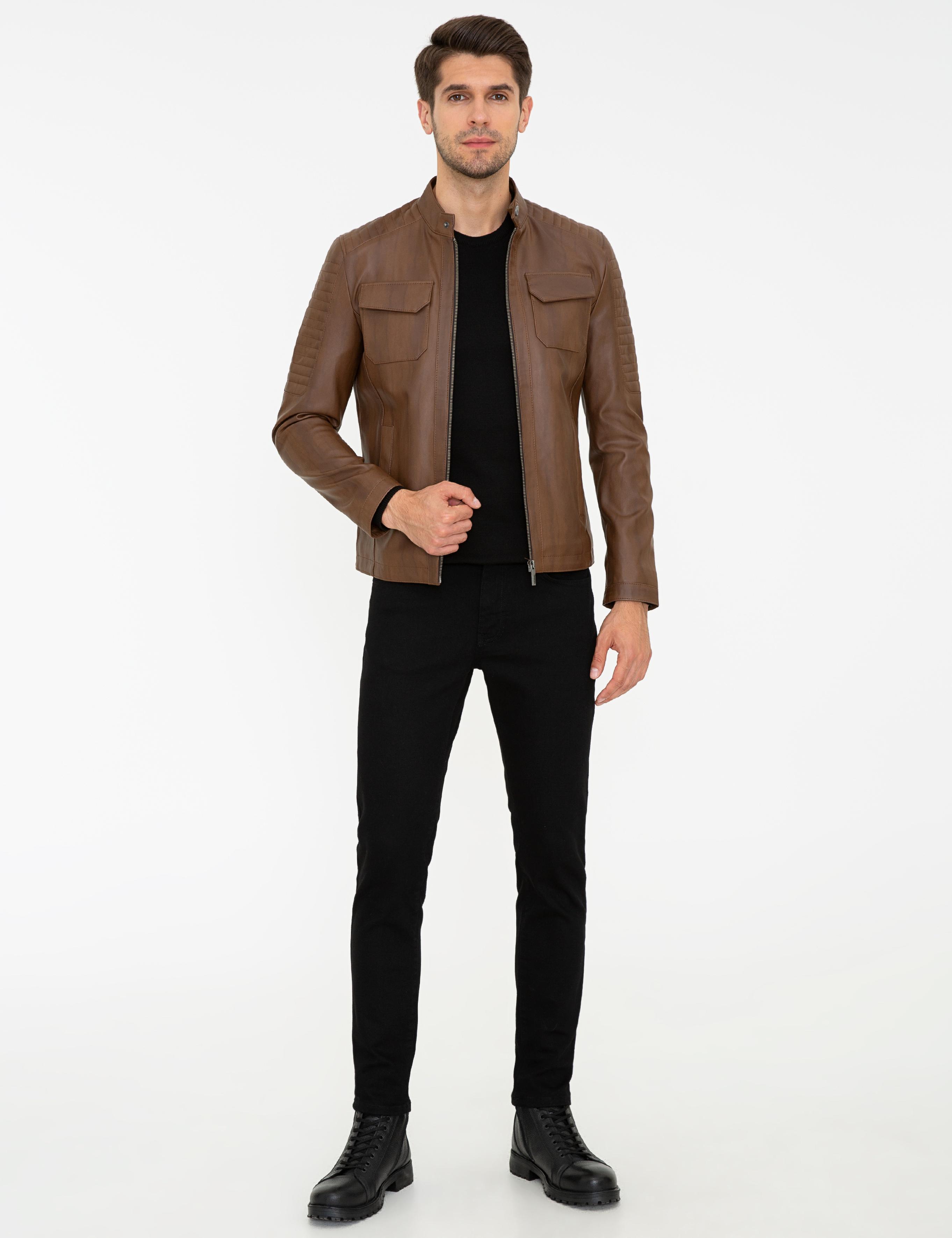 Açık Kahverengi Deri Ceket