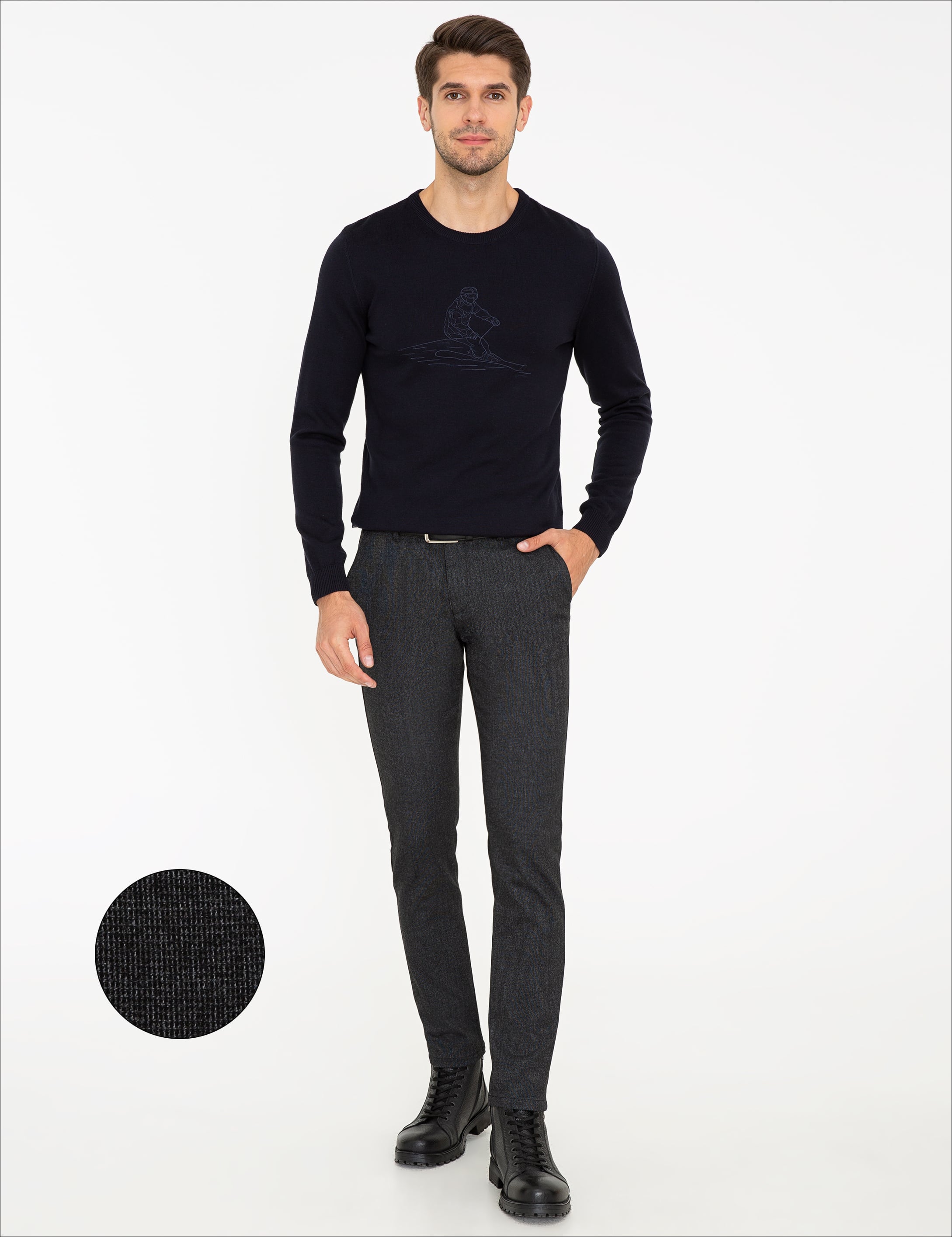 Siyah Slim Fit Kanvas Pantolon
