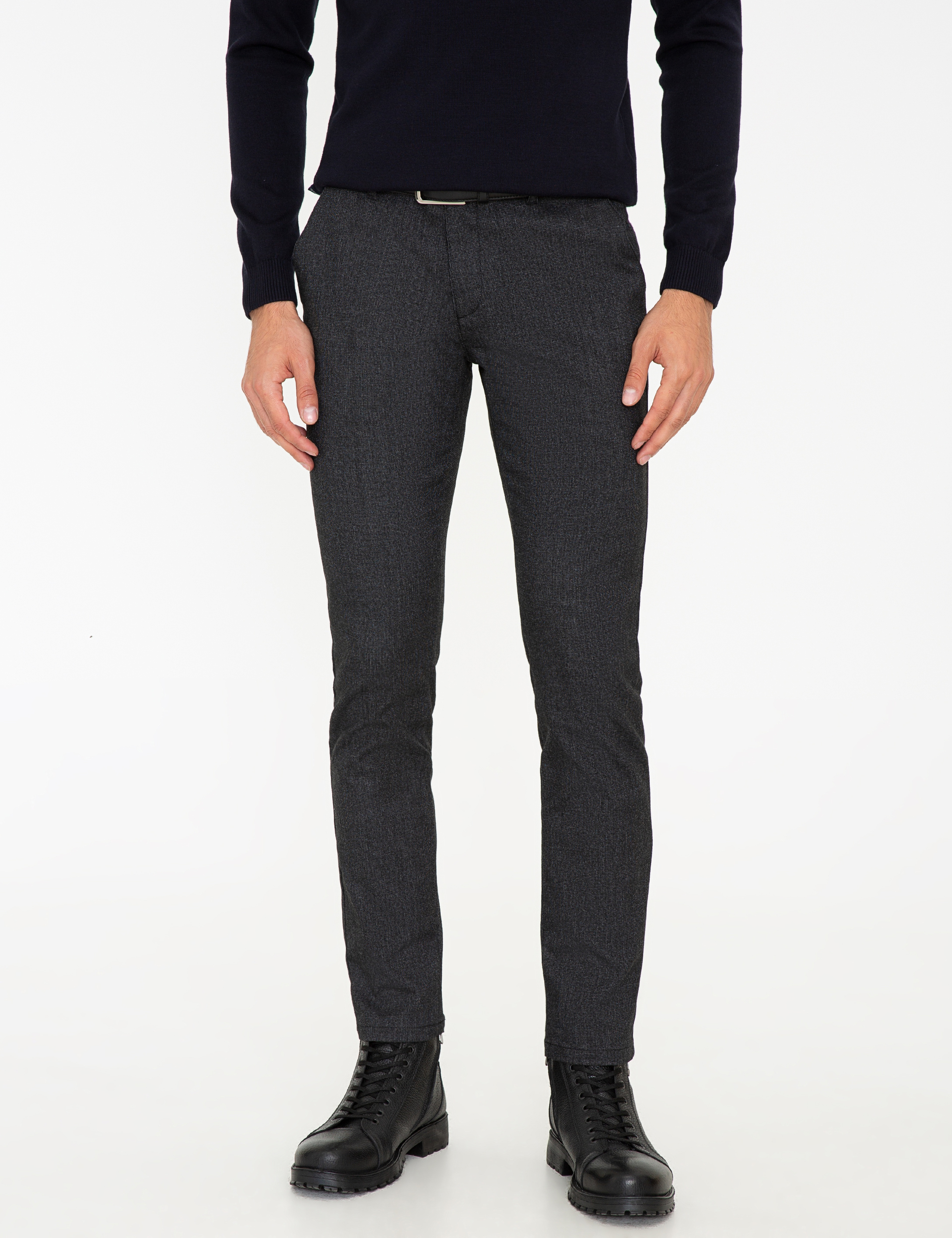 Siyah Slim Fit Kanvas Pantolon