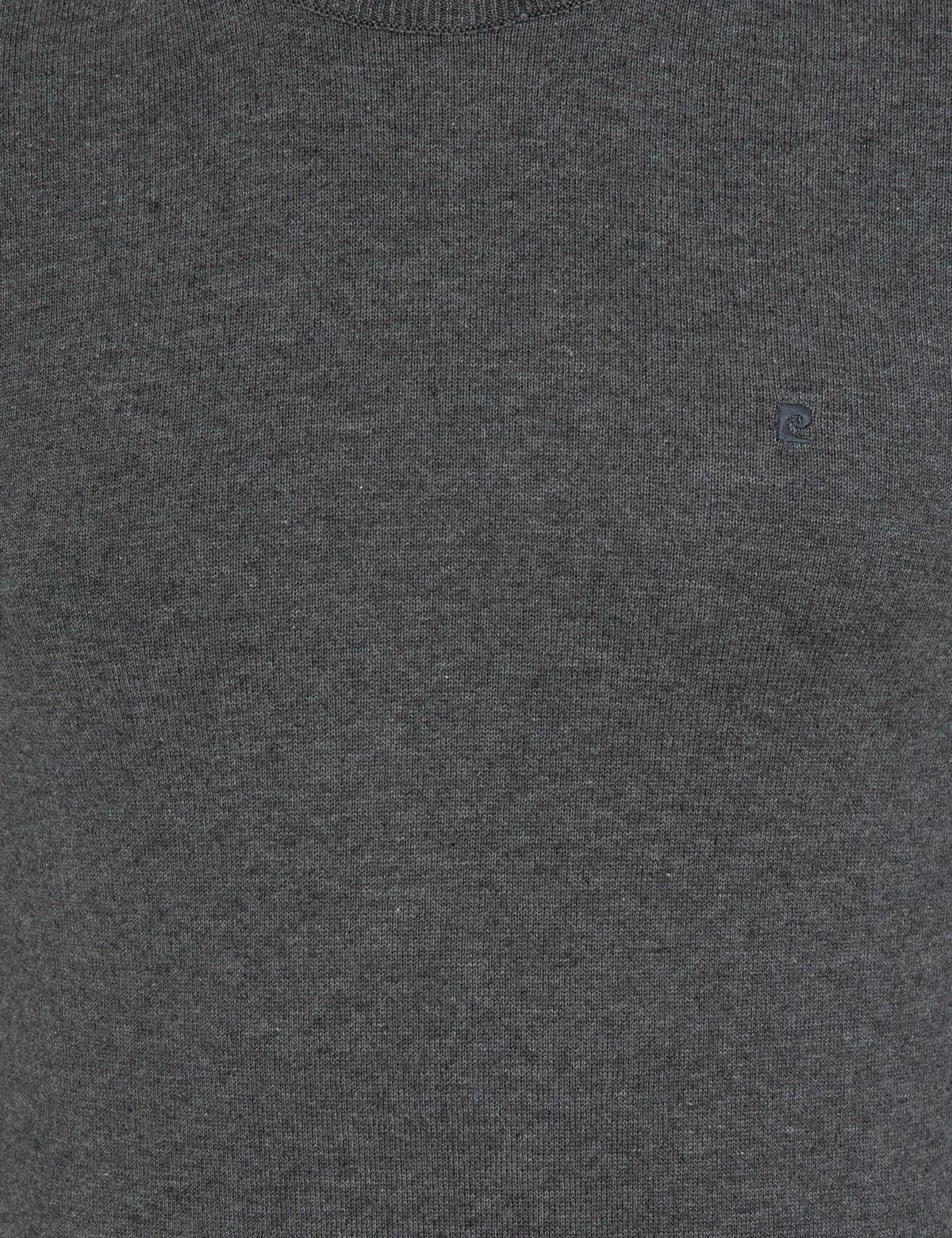 Gri Melanj Slim Fit Bisiklet Yaka Basic Triko Kazak - 50237801074