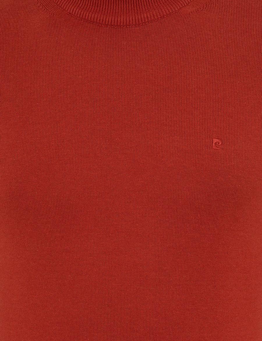 Kiremit Slim Fit Yarım Balıkçı Yaka Basic Triko Kazak