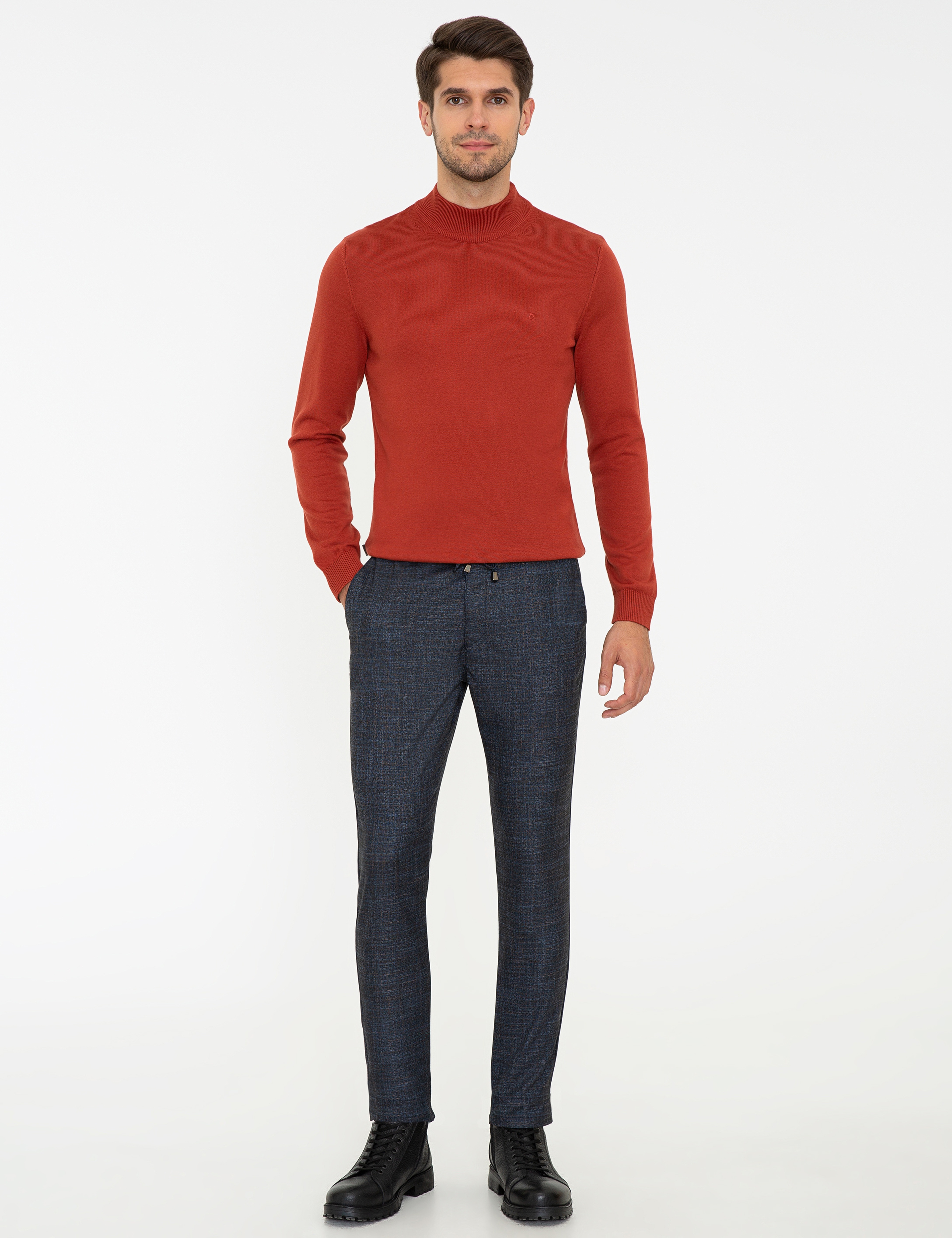 Kiremit Slim Fit Yarım Balıkçı Yaka Basic Triko Kazak - Image 5