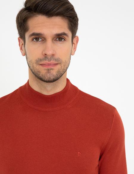 Kiremit Slim Fit Yarım Balıkçı Yaka Basic Triko Kazak - 50237780013