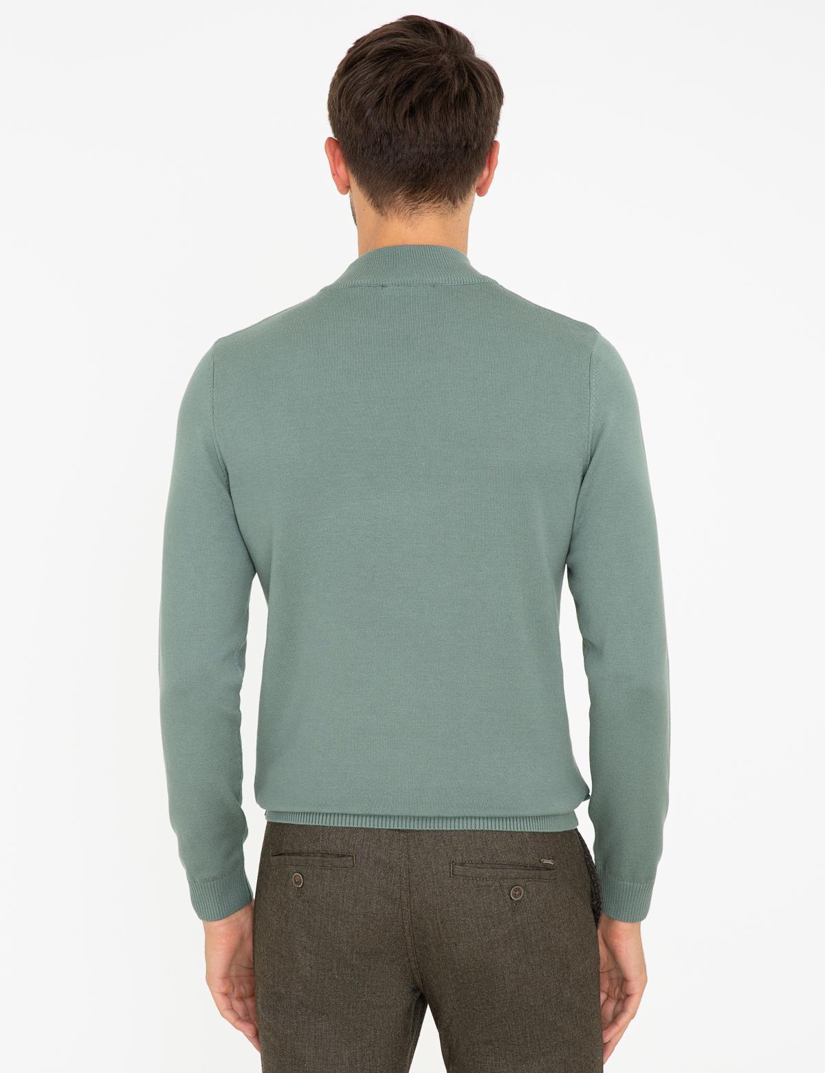 Yeşil Slim Fit Basic Kazak - 50237780126