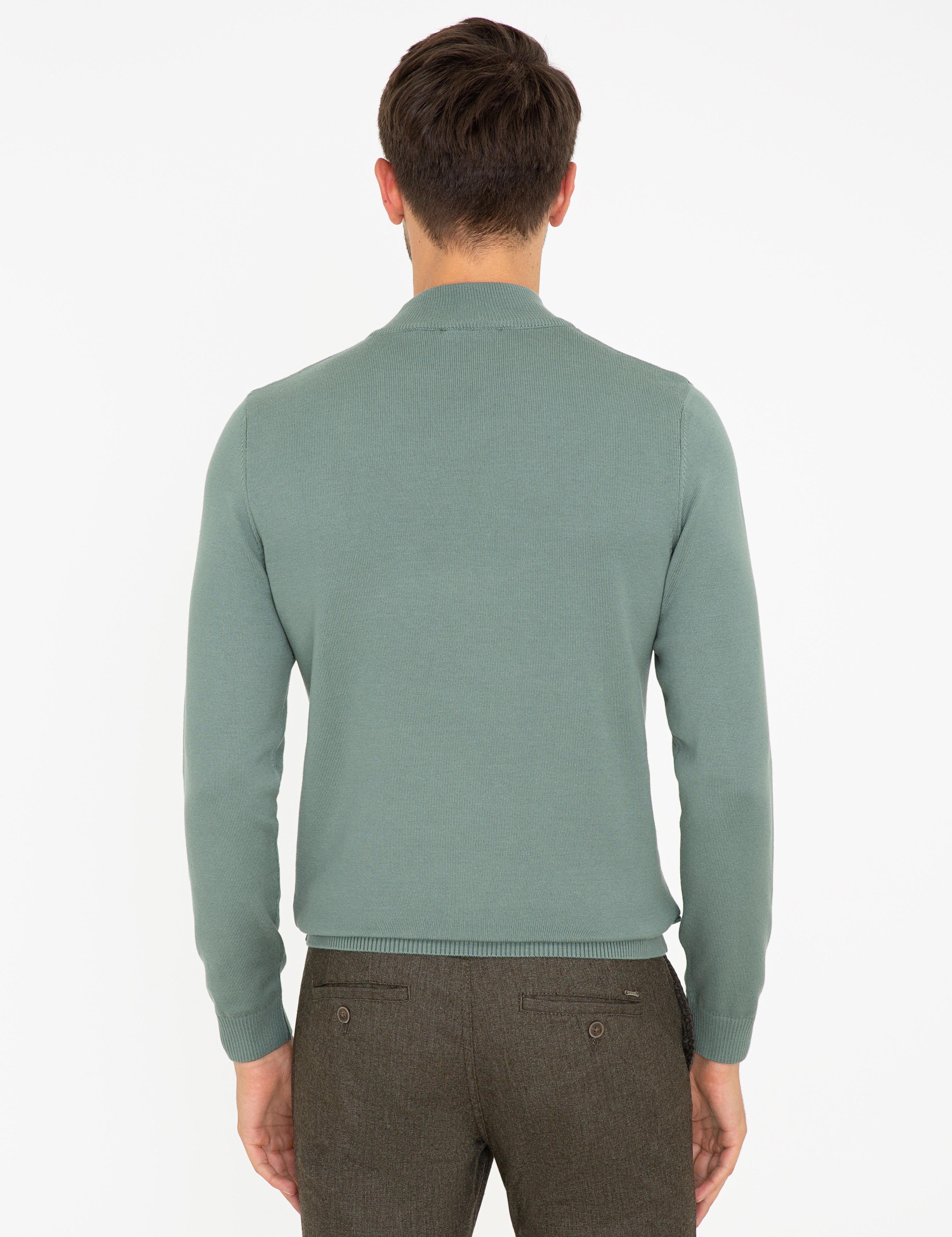 Yeşil Slim Fit Basic Kazak