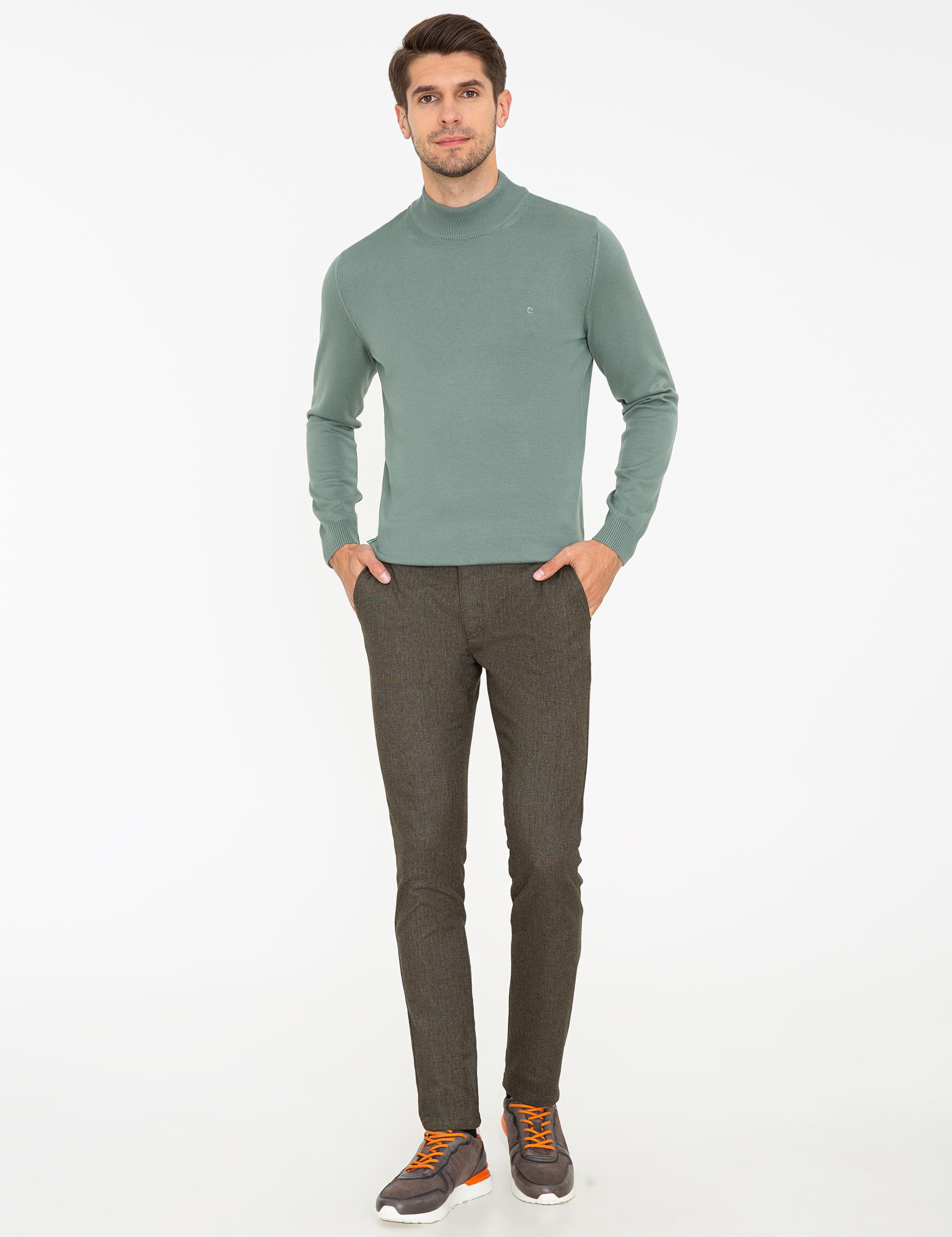 Yeşil Slim Fit Basic Kazak