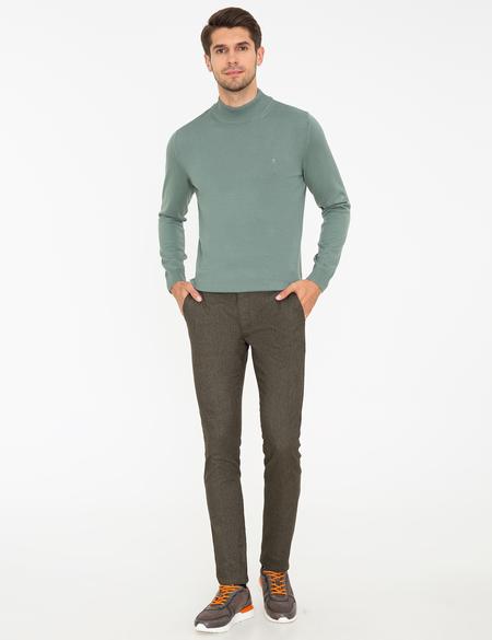 Yeşil Slim Fit Basic Kazak - 50237780126