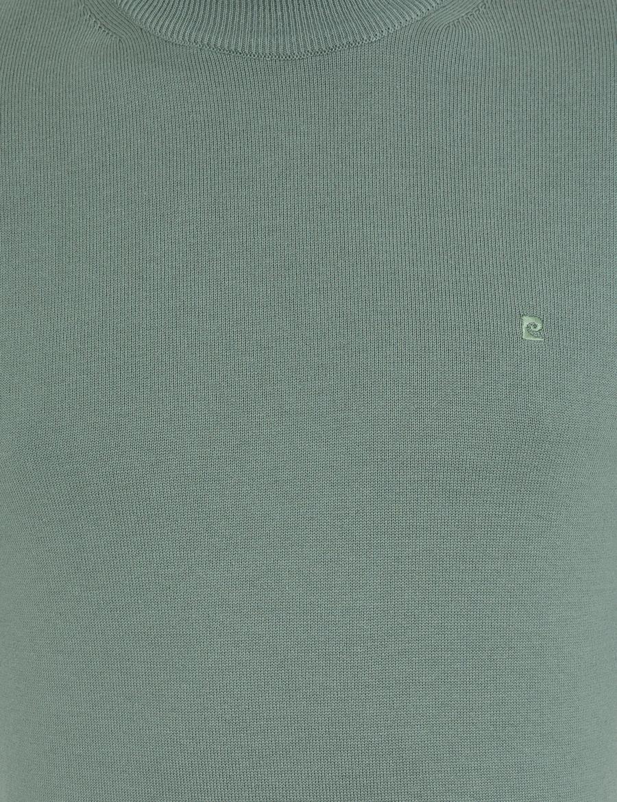 Yeşil Slim Fit Basic Kazak