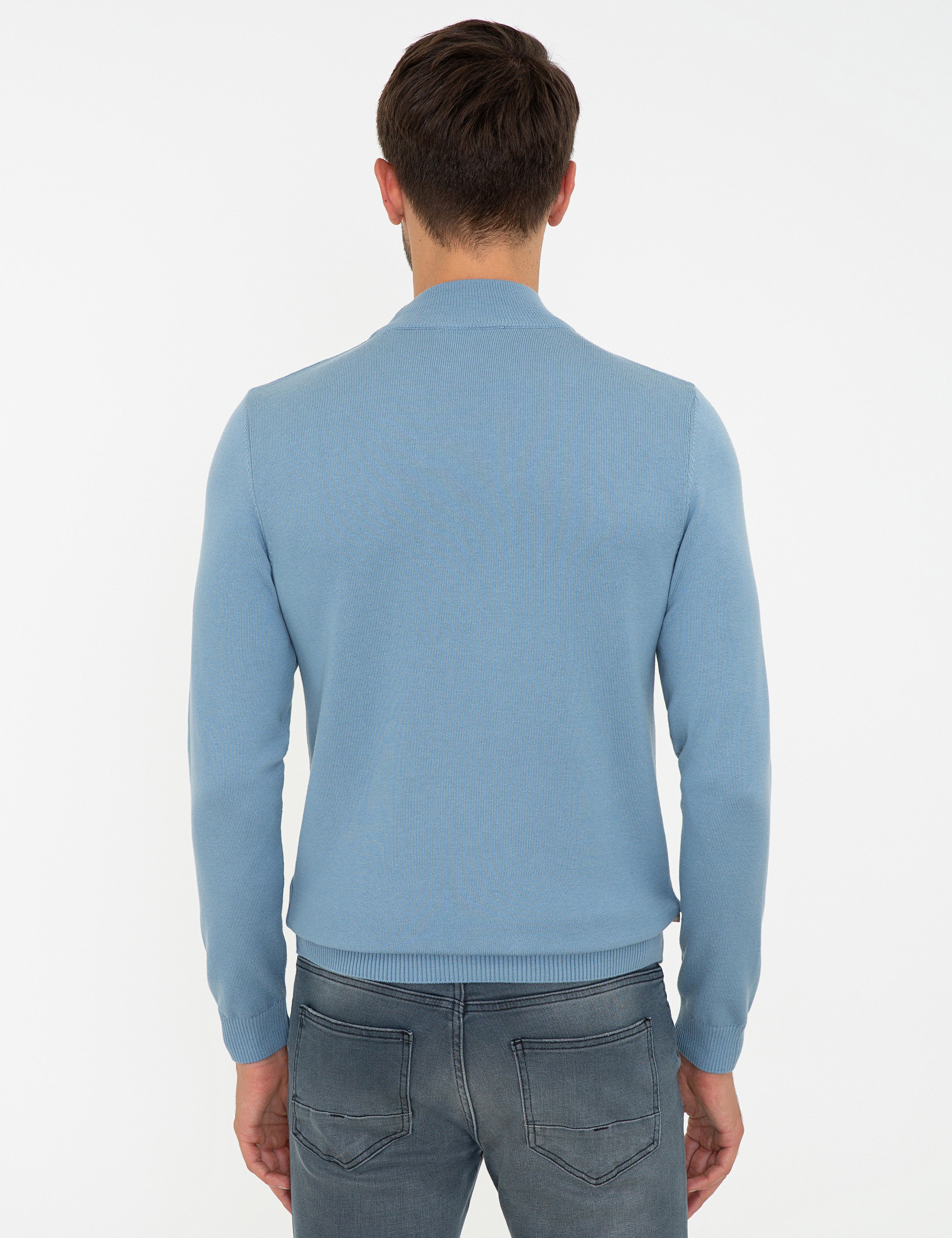 Mavi Slim Fit Yarım Balıkçı Yaka Basic Triko Kazak - Image 4