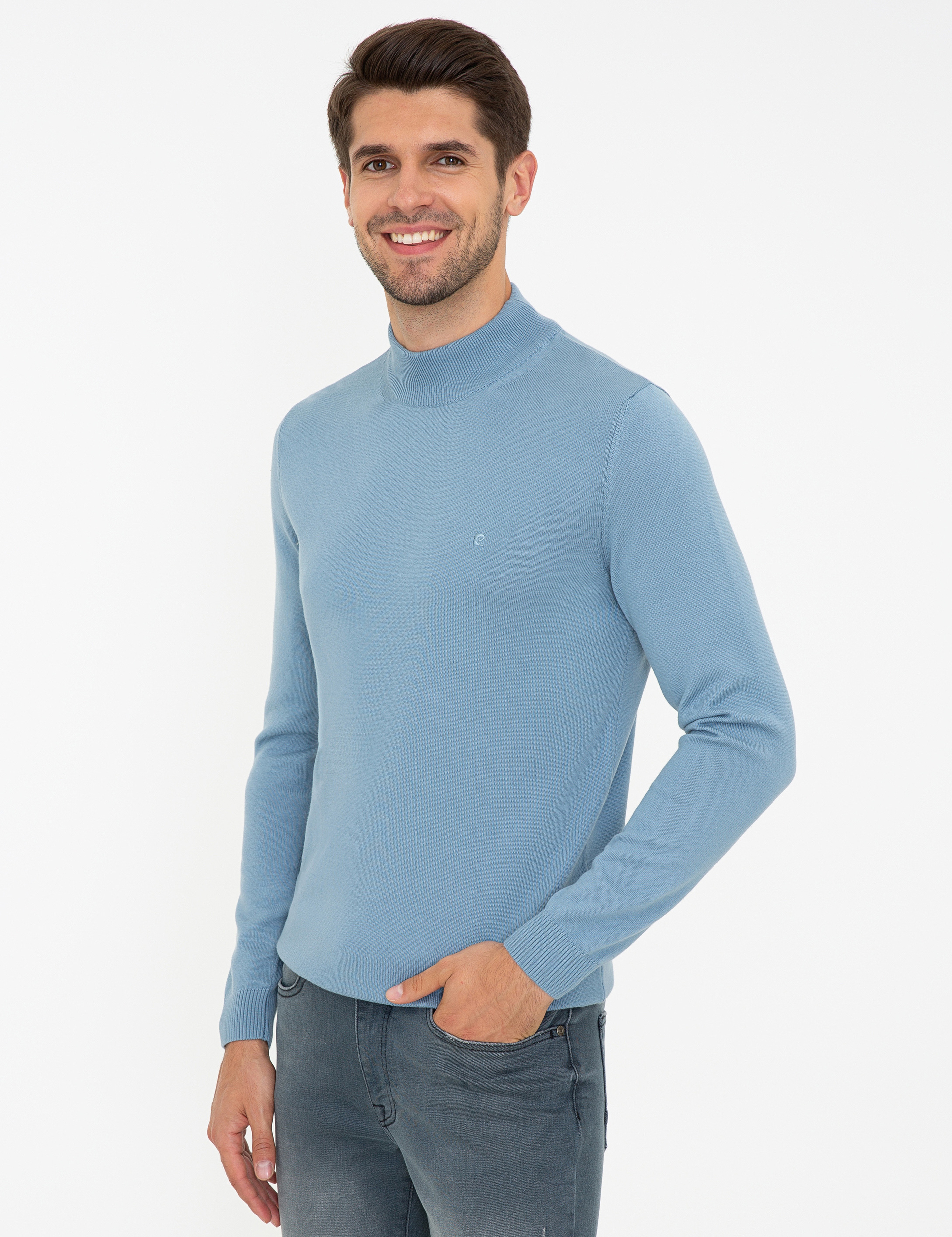 Mavi Slim Fit Yarım Balıkçı Yaka Basic Triko Kazak - Image 3