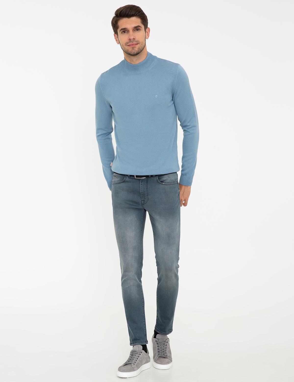 Mavi Slim Fit Yarım Balıkçı Yaka Basic Triko Kazak - 50237780113