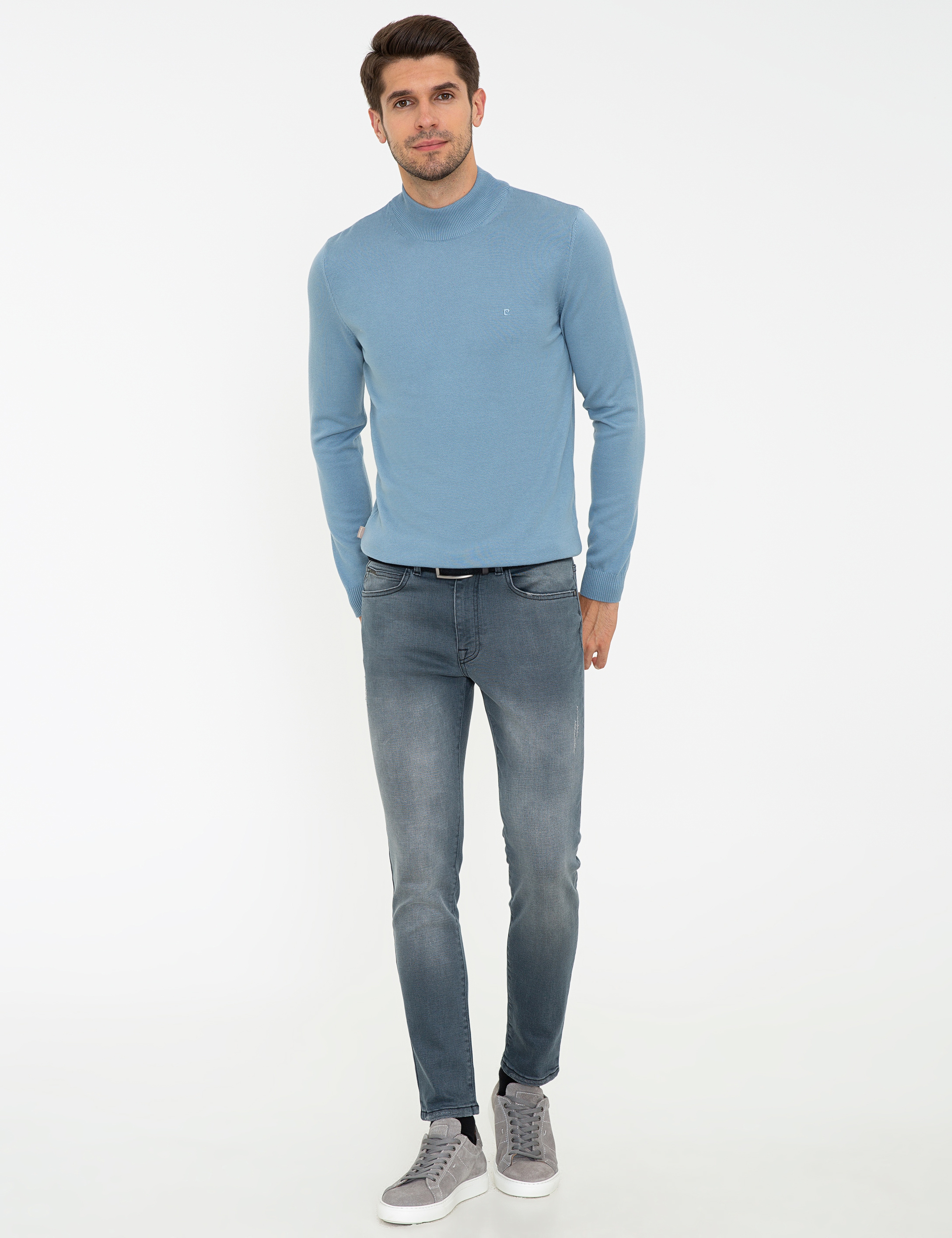Mavi Slim Fit Yarım Balıkçı Yaka Basic Triko Kazak