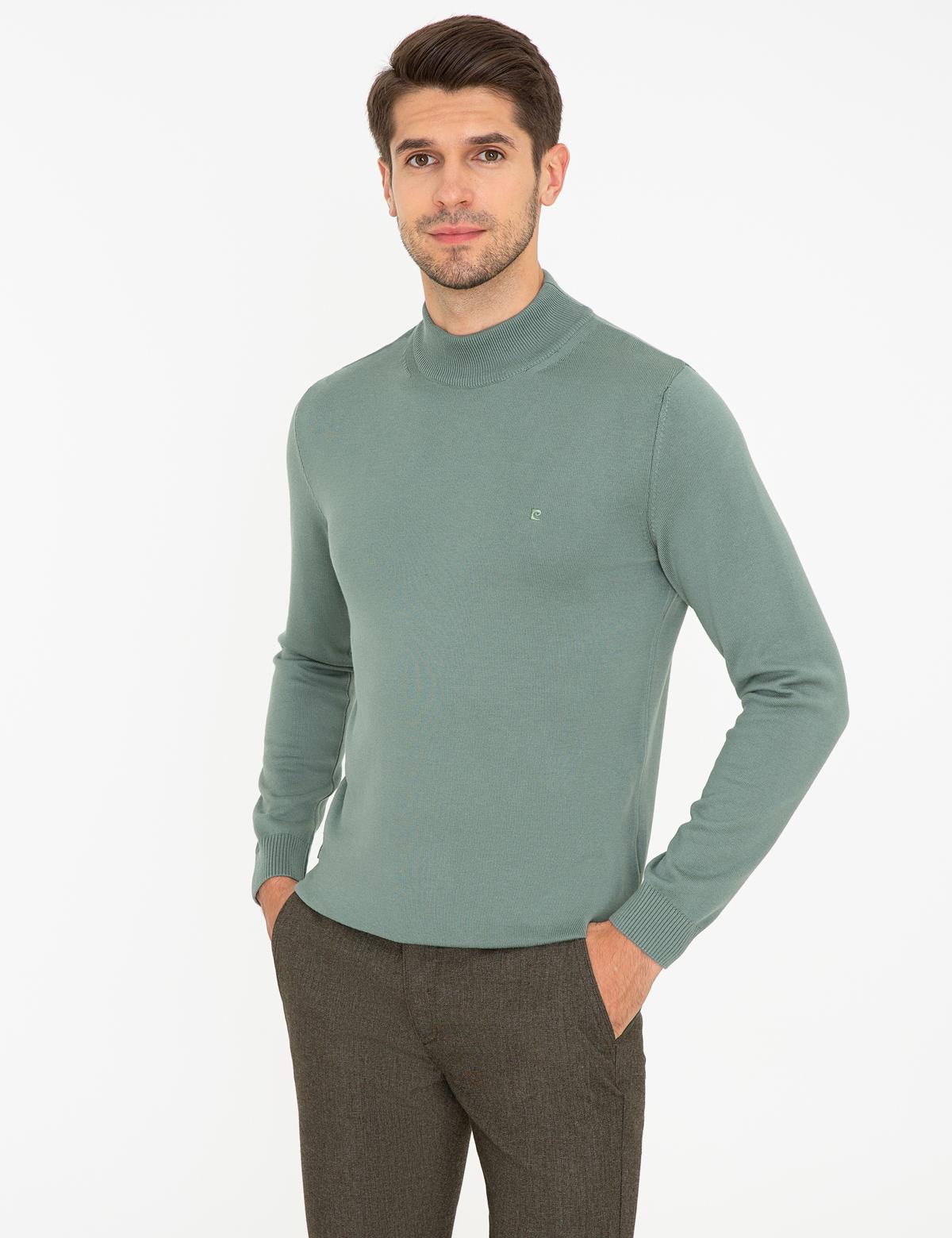 Yeşil Slim Fit Basic Kazak - 50237780126