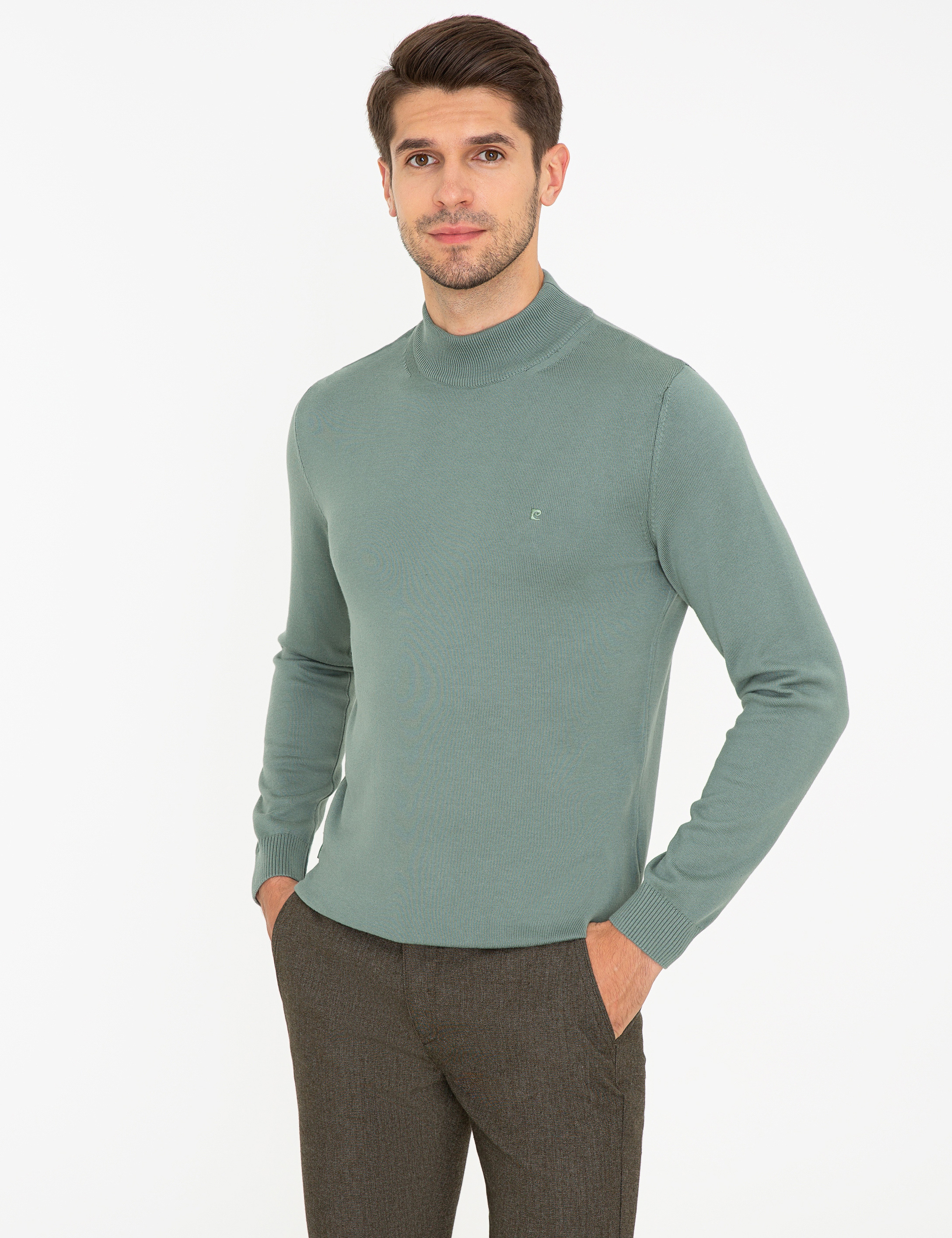 Yeşil Slim Fit Basic Kazak - Image 3
