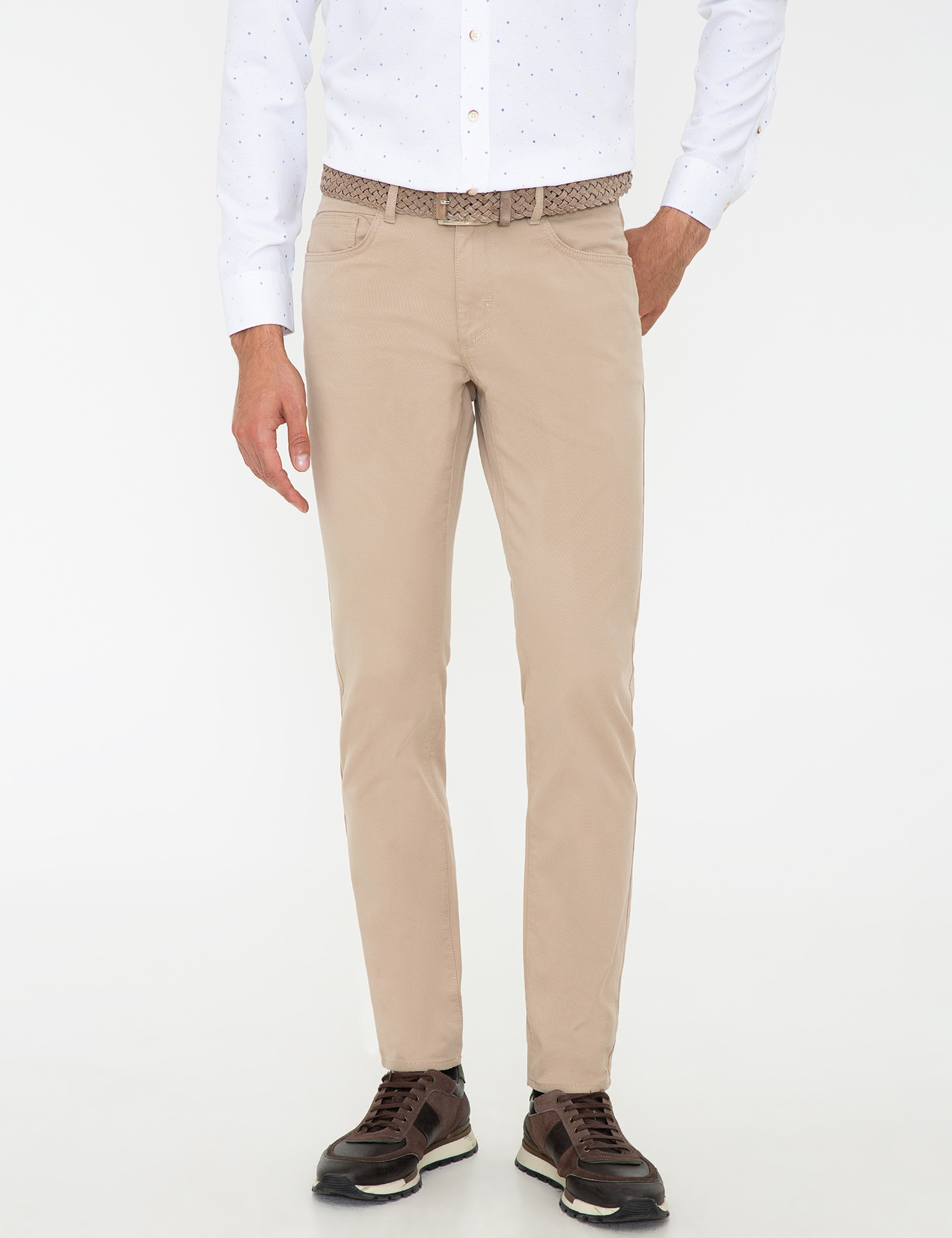 Bej Slim Fit Kanvas Pantolon - Image 2