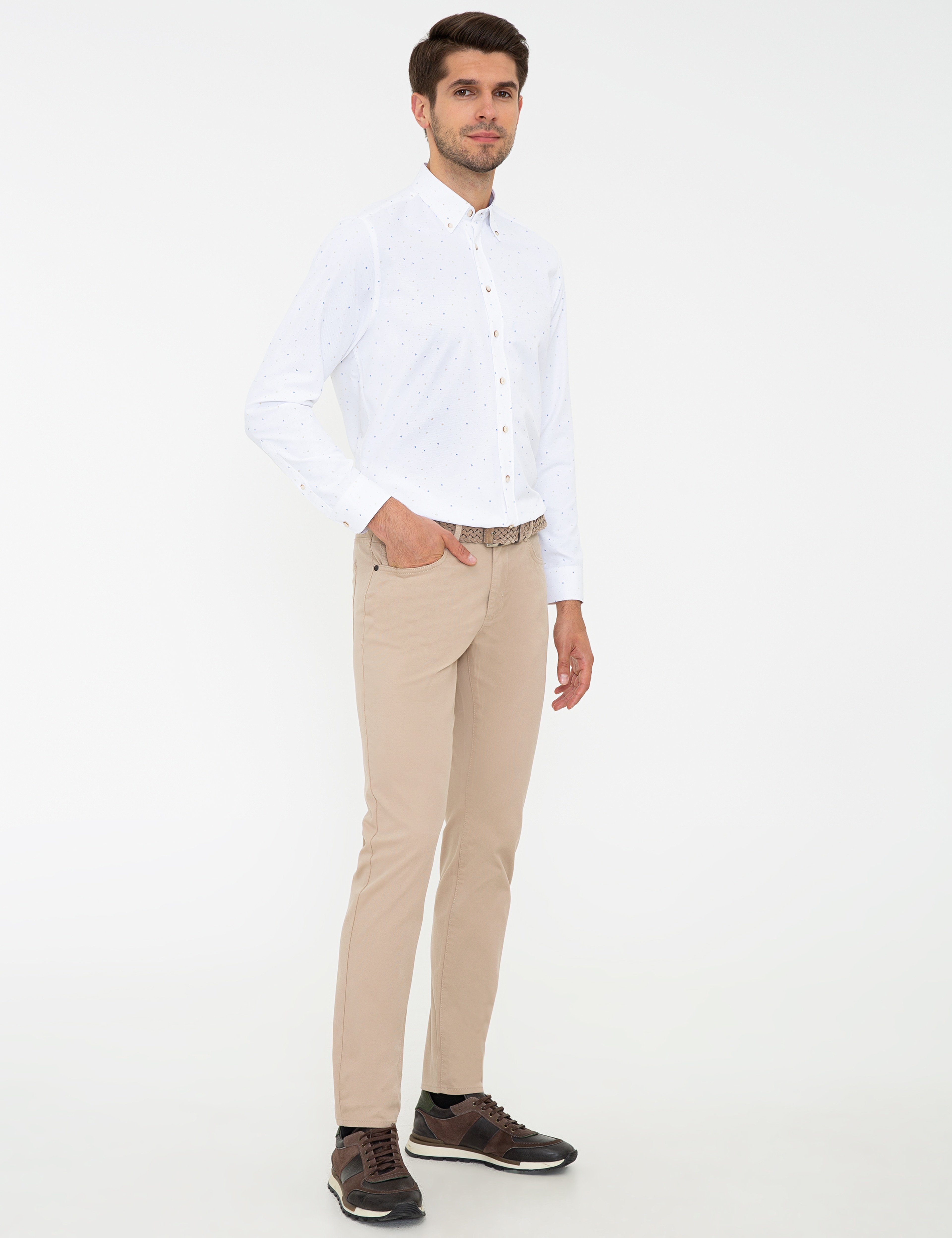 Bej Slim Fit Kanvas Pantolon - Image 3