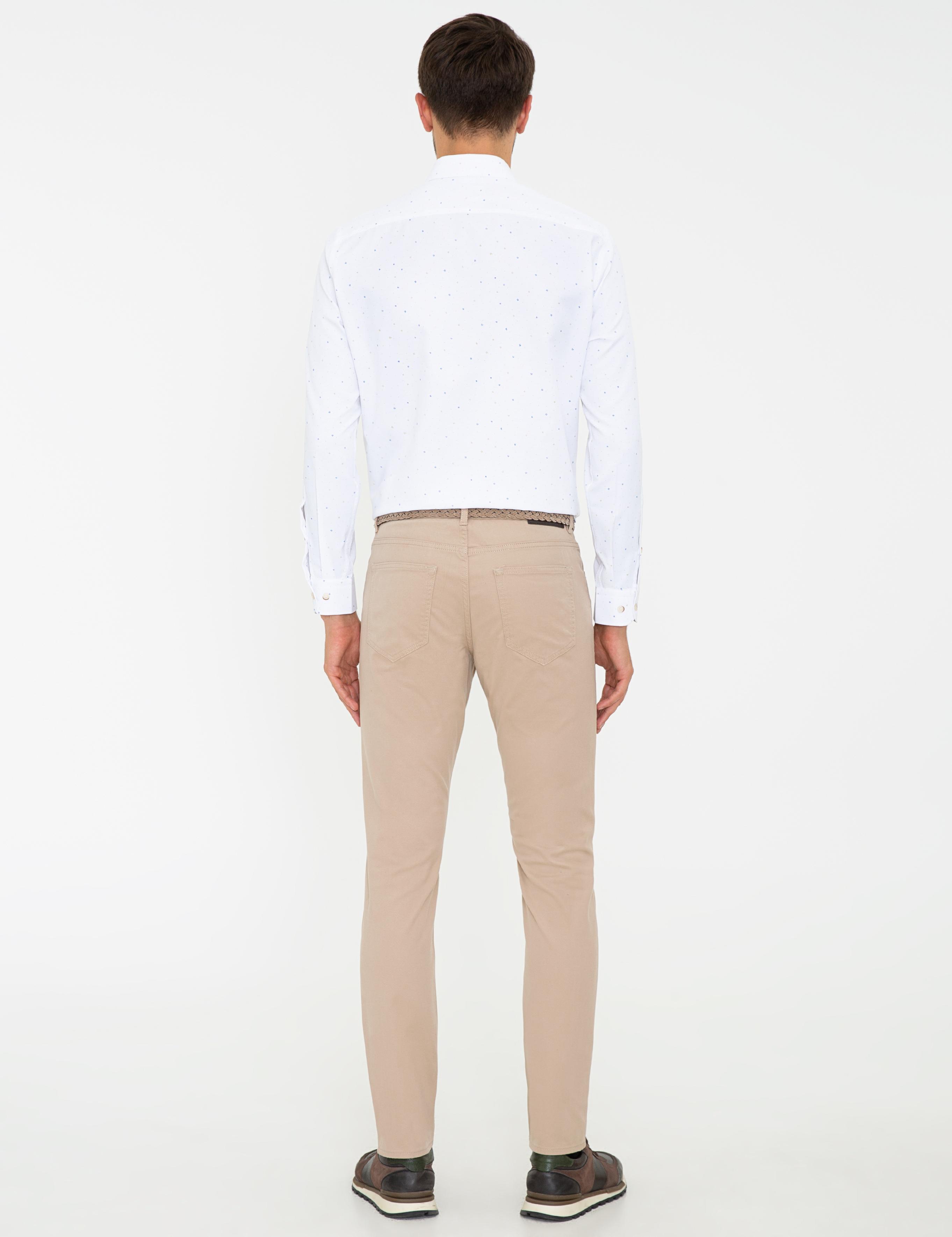 Bej Slim Fit Kanvas Pantolon