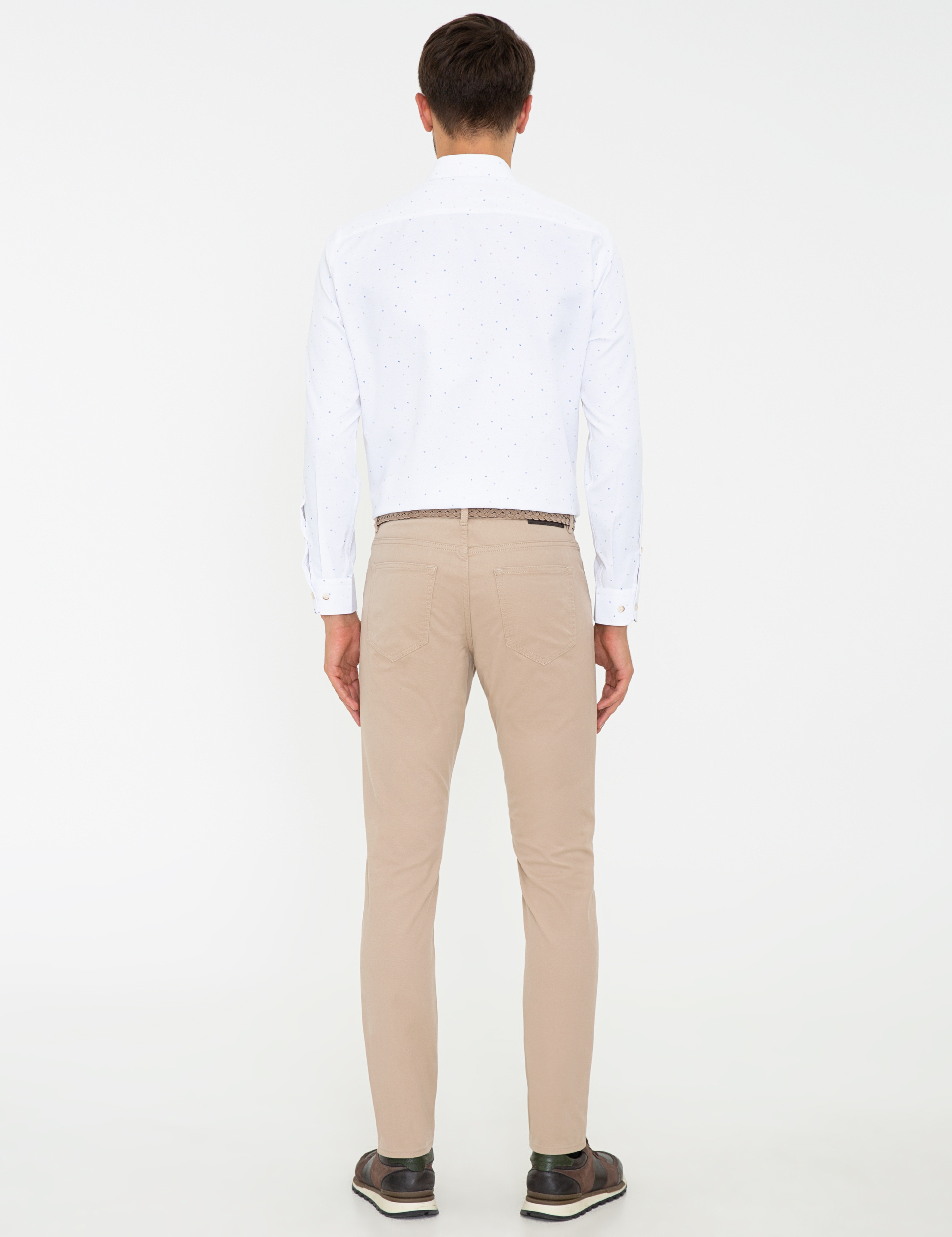 Bej Slim Fit Kanvas Pantolon