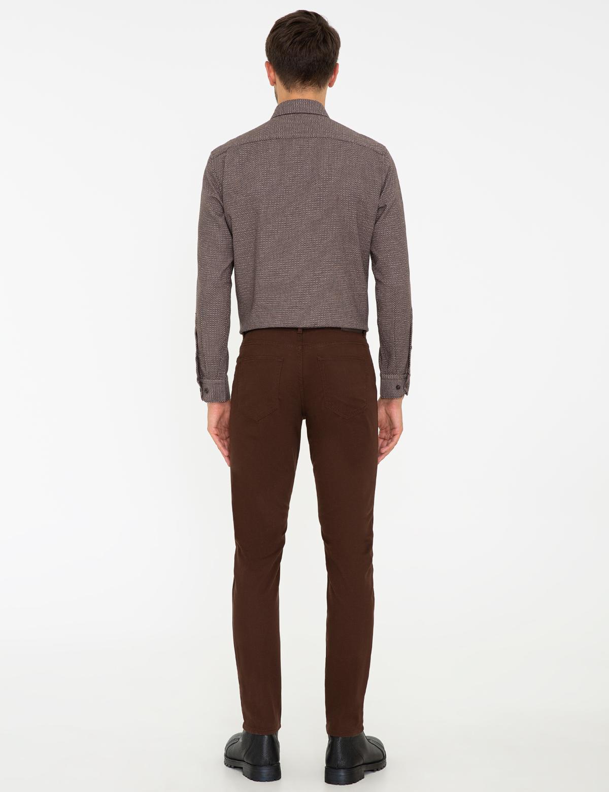 Kahverengi Slim Fit Kanvas Pantolon - 50239836291