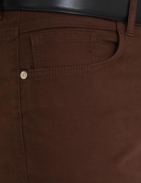 Kahverengi Slim Fit Kanvas Pantolon - 50239836291