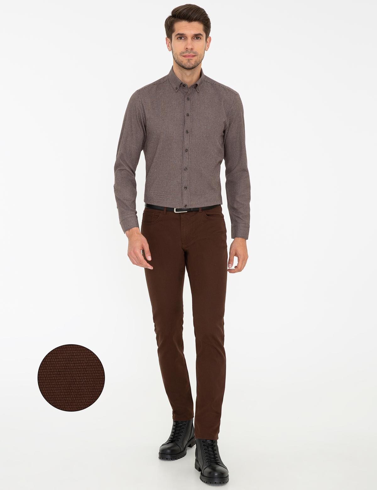 Kahverengi Slim Fit Kanvas Pantolon