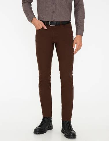 Kahverengi Slim Fit Kanvas Pantolon