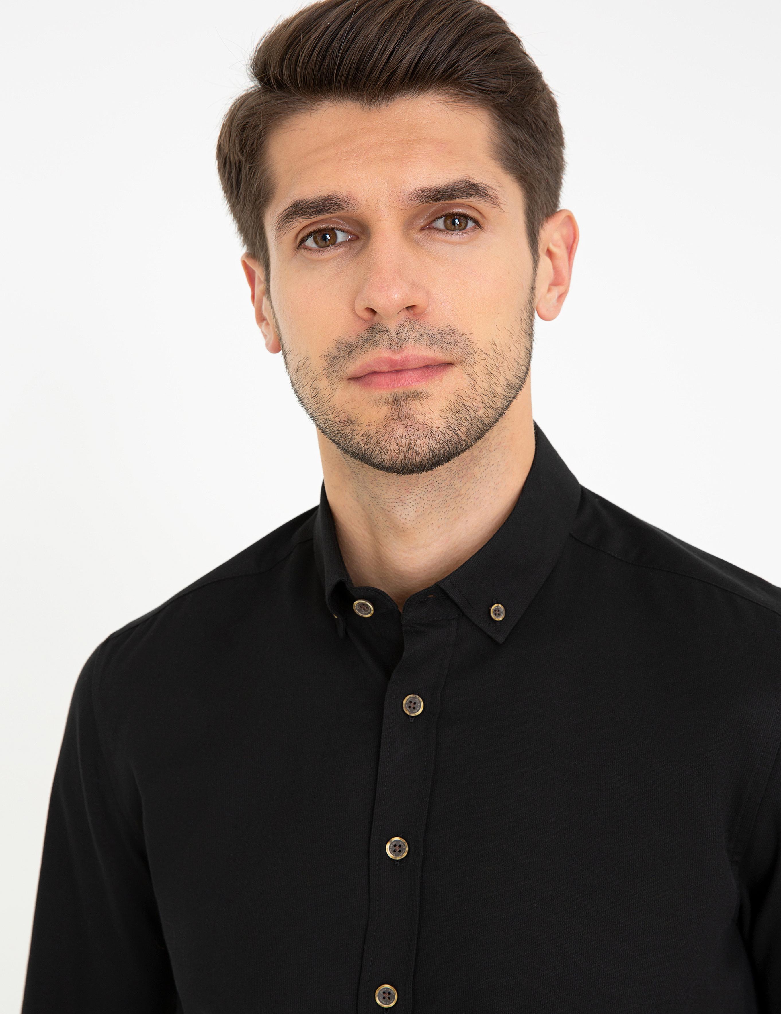 Siyah Regular Fit Uzun Kollu Gömlek