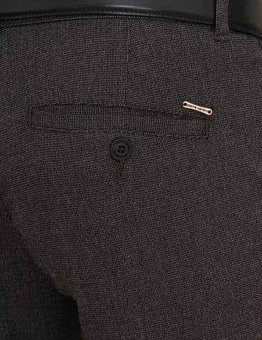 Kahverengi Slim Fit Keten Karışımlı Kanvas Pantolon