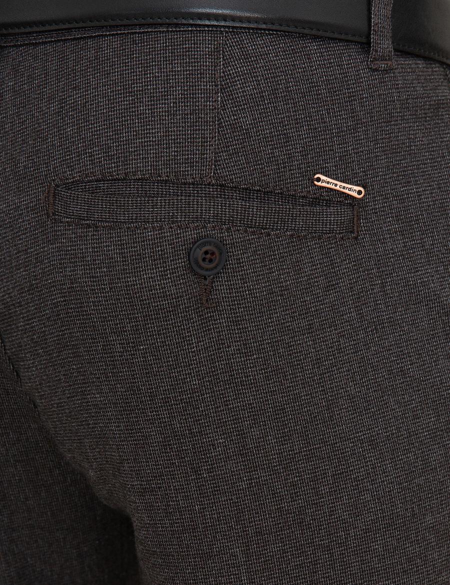 Kahverengi Slim Fit Keten Karışımlı Kanvas Pantolon