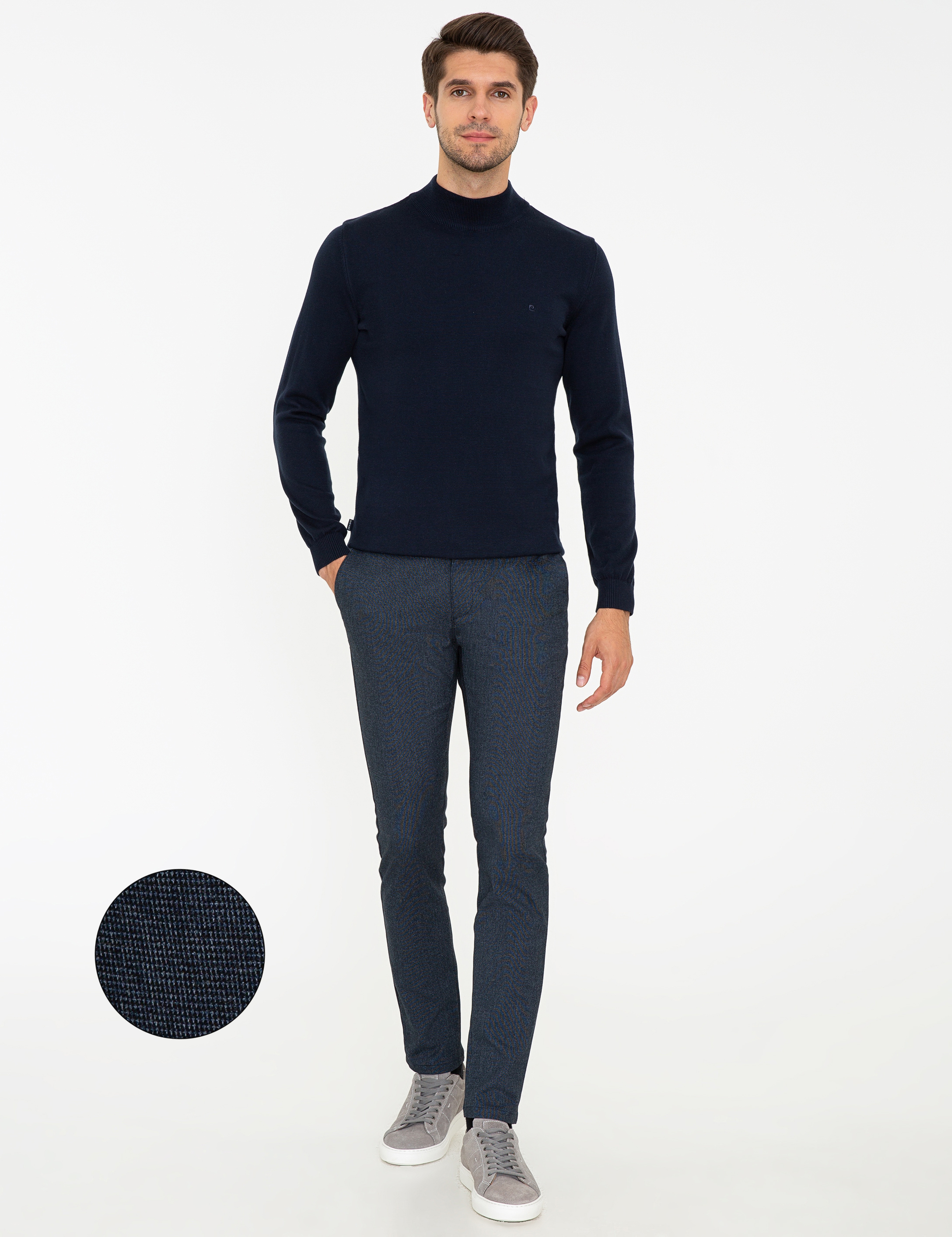 Lacivert Slim Fit Kanvas Pantolon