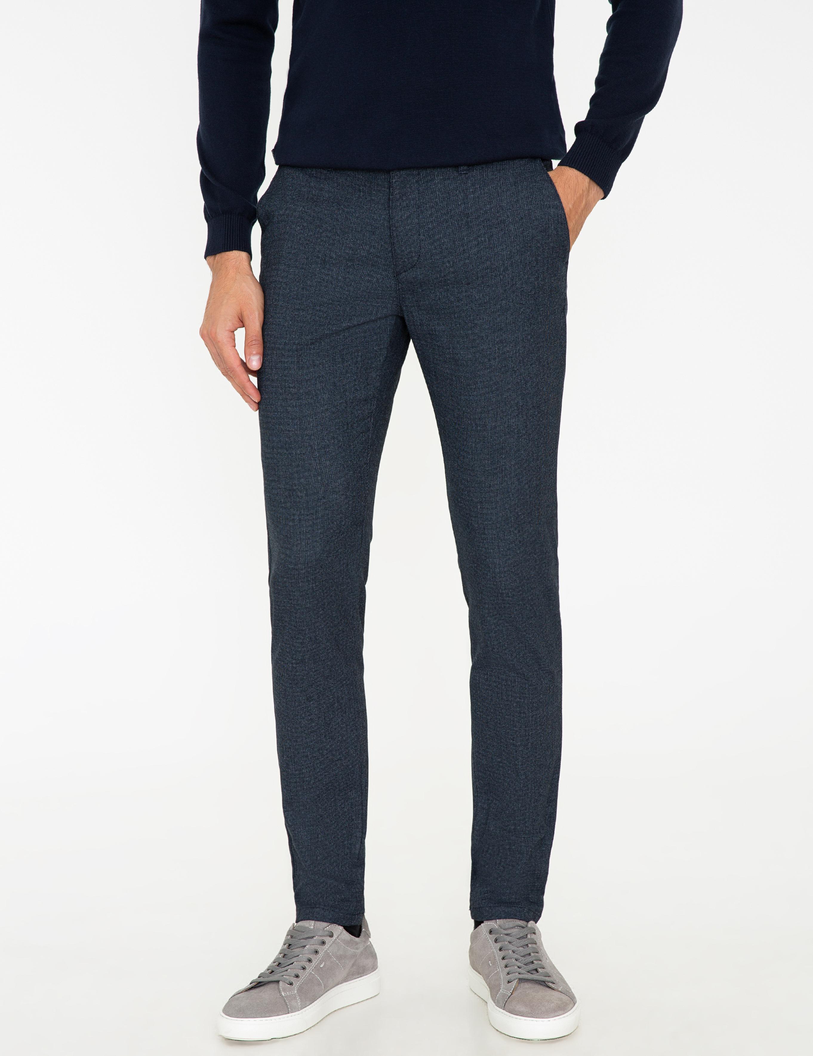 Lacivert Slim Fit Kanvas Pantolon