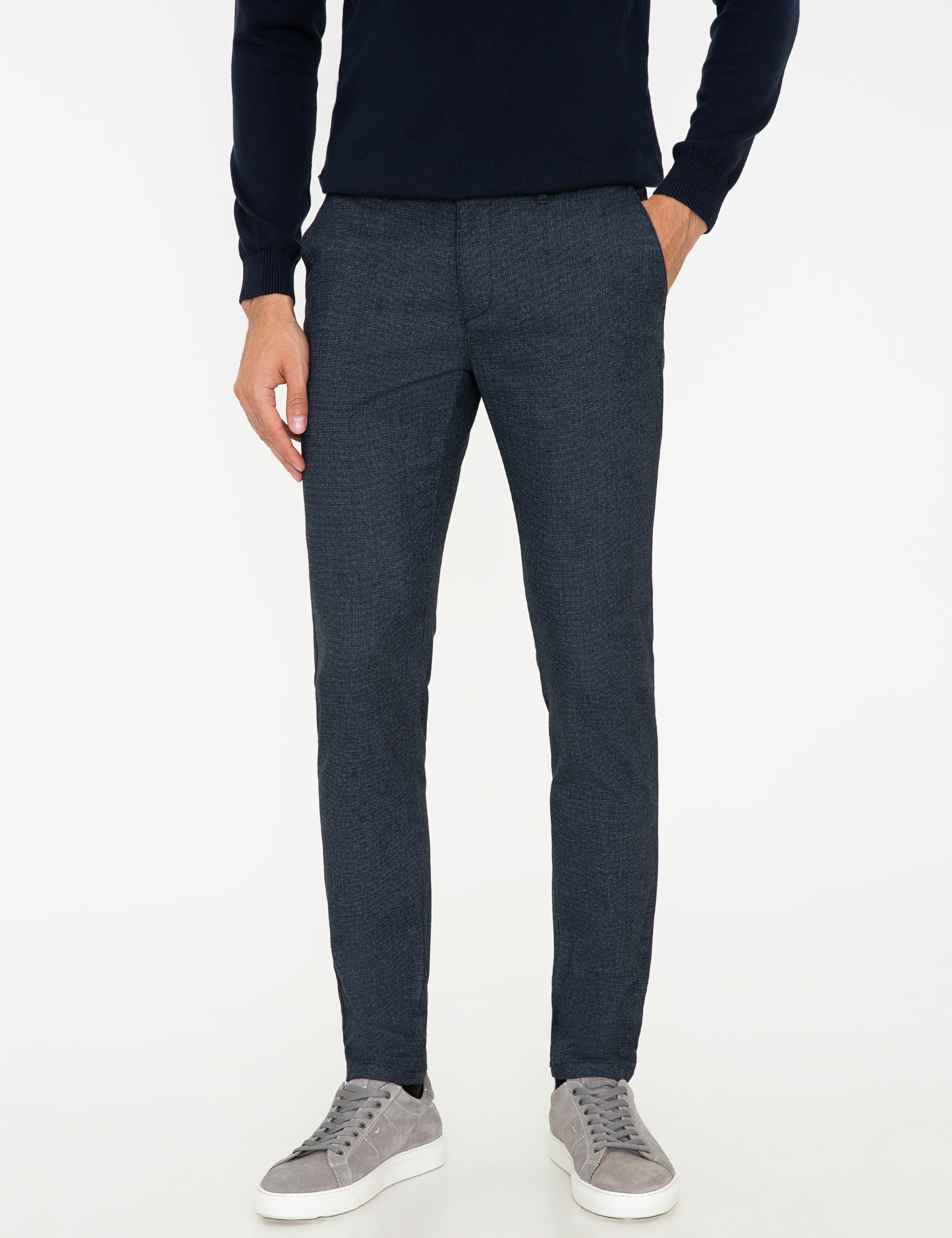Lacivert Slim Fit Kanvas Pantolon - Image 2