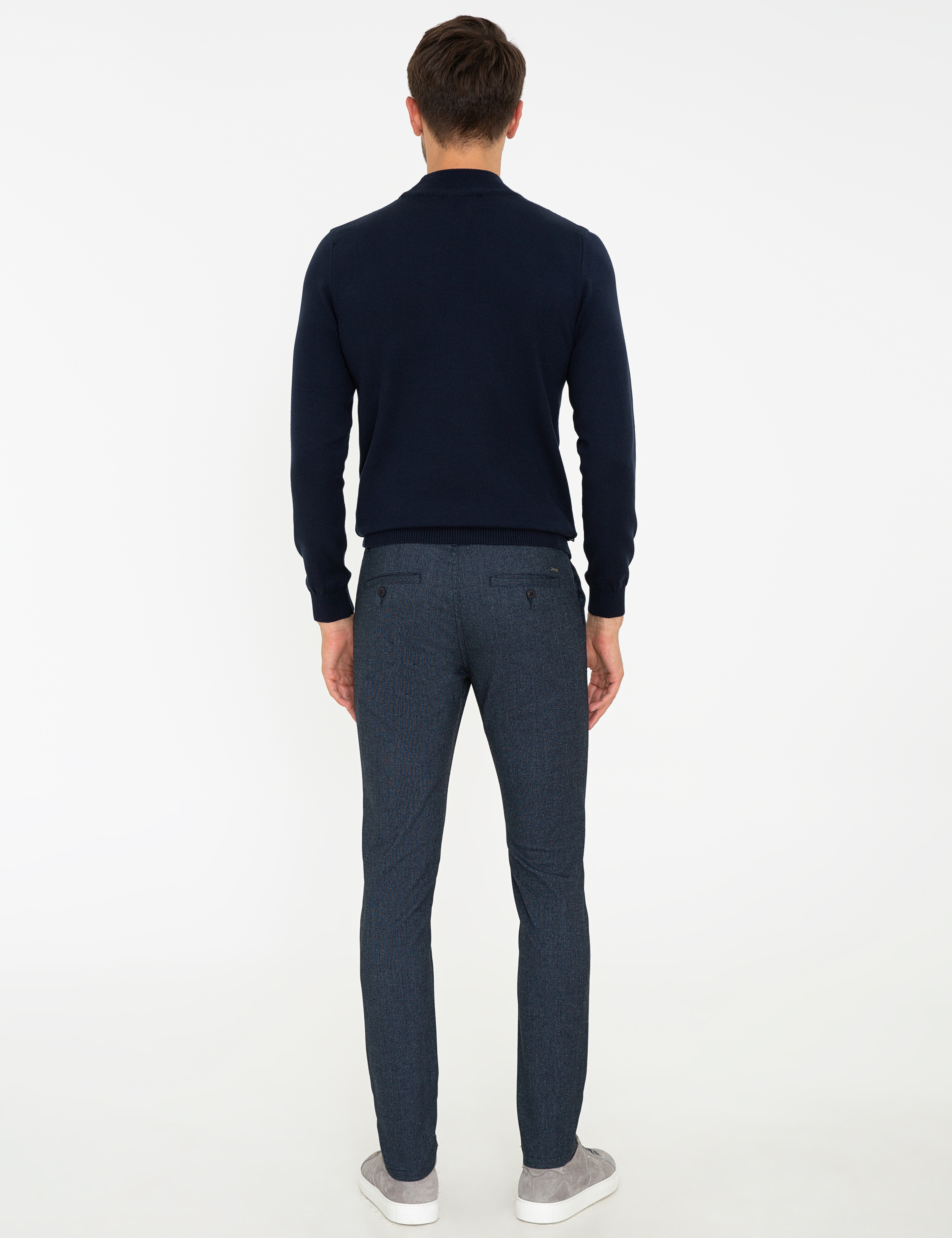 Lacivert Slim Fit Kanvas Pantolon