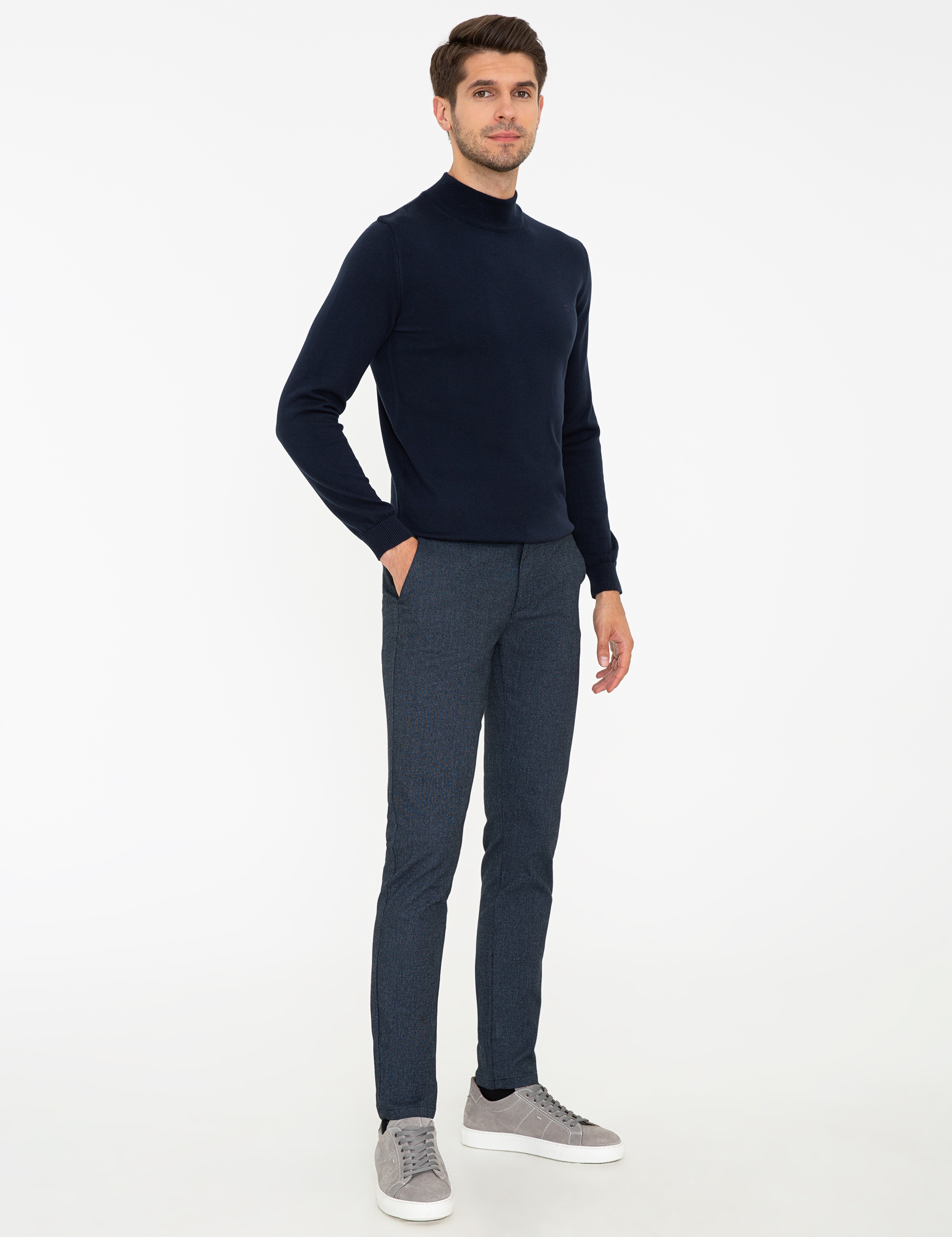 Lacivert Slim Fit Kanvas Pantolon - Image 3