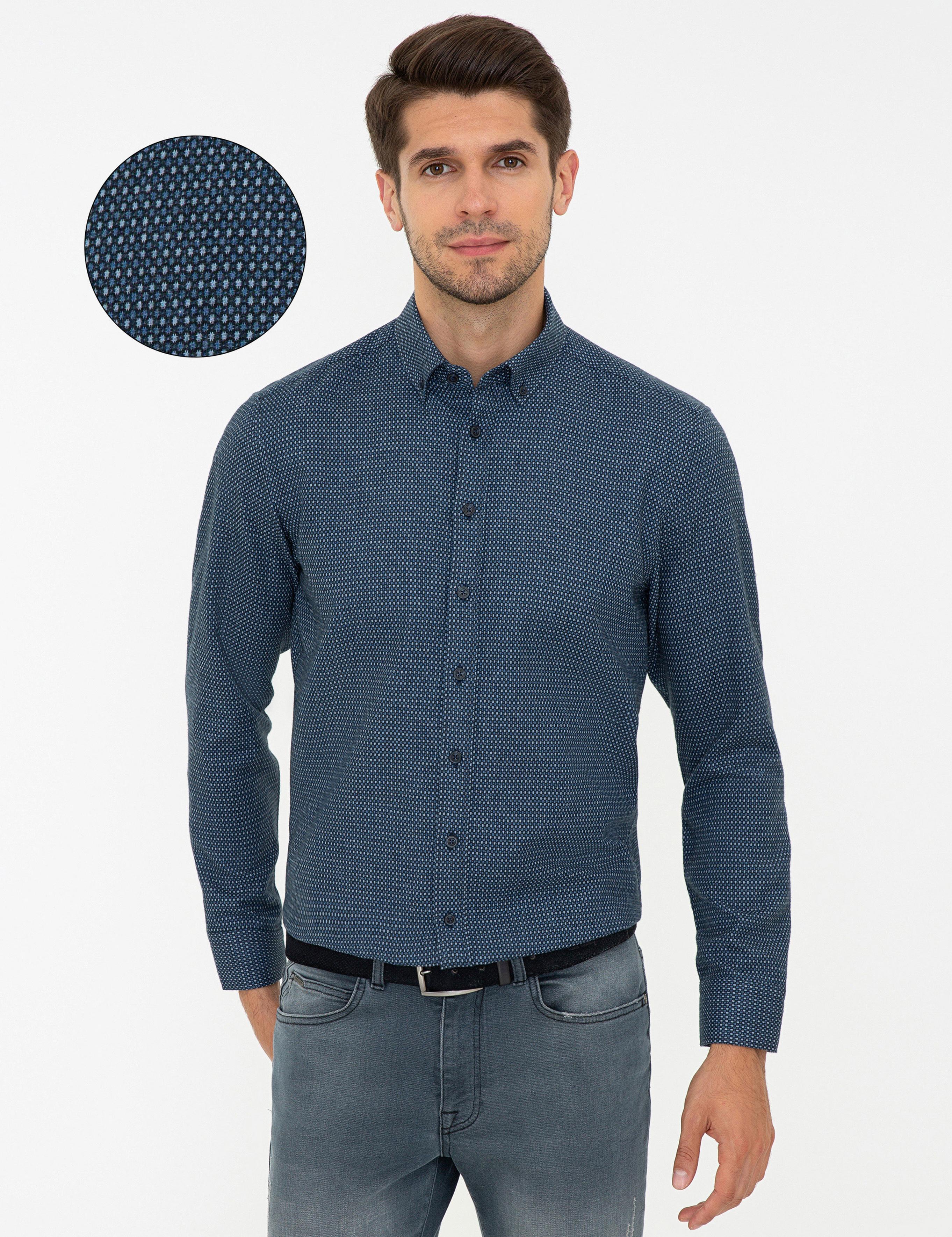 Lacivert Regular Fit Uzun Kollu Gömlek