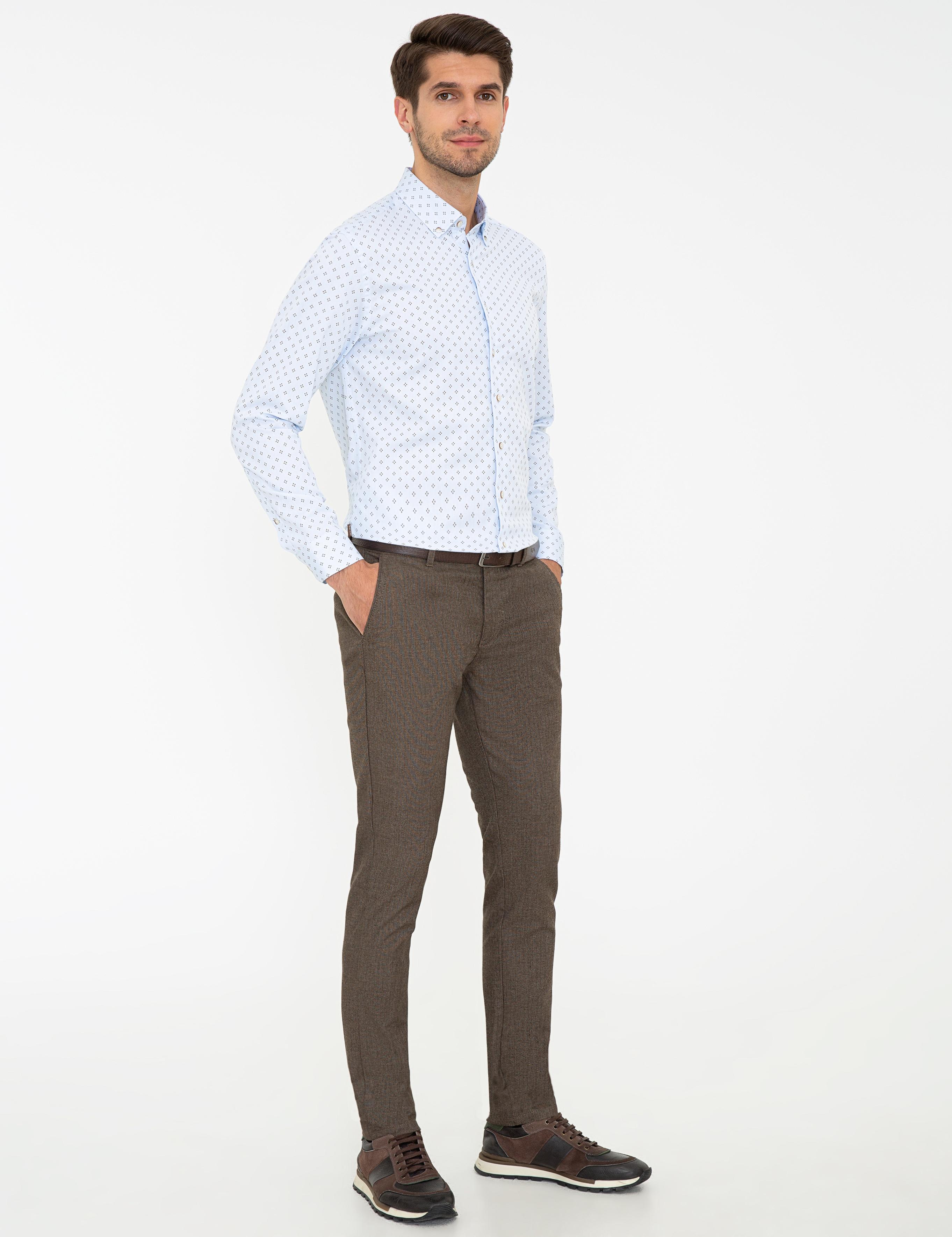 Açık Kahverengi Slim Fit Keten Karışımlı Kanvas Pantolon