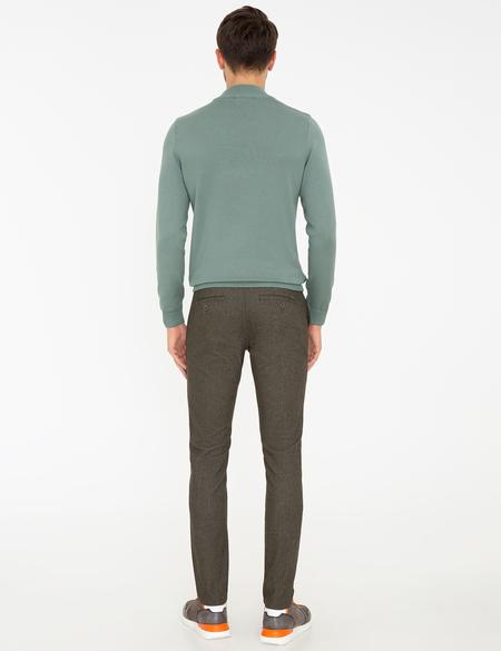 Haki Slim Fit Keten Karışımlı Kanvas Pantolon - 50241484047