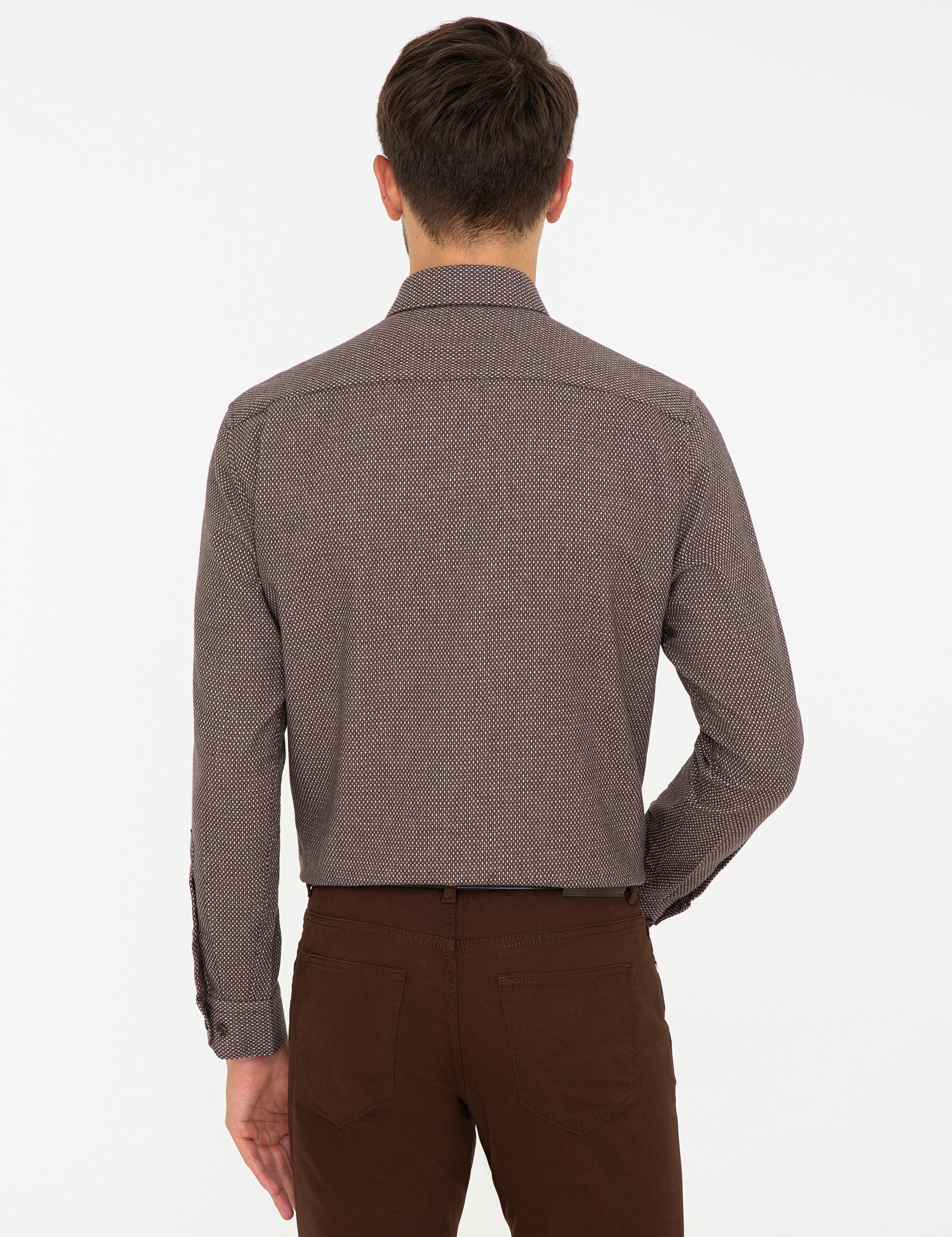 Kahverengi Regular Fit Uzun Kollu Gömlek - Image 3