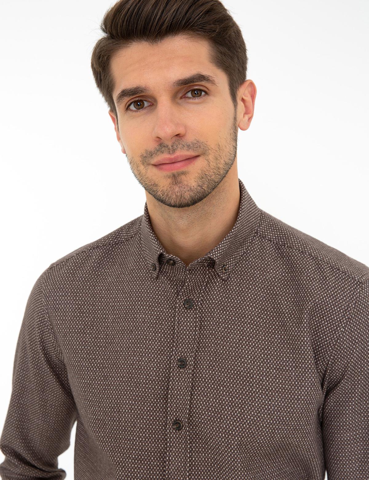 Kahverengi Regular Fit Uzun Kollu Gömlek - 50238833010