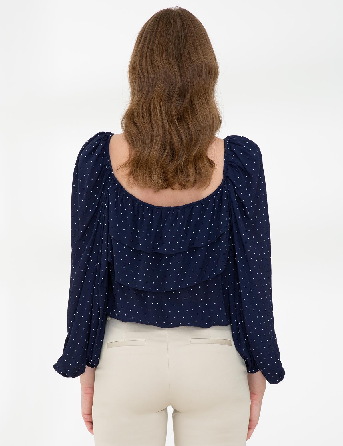 Lacivert Balon Kol Bluz - 50243748001