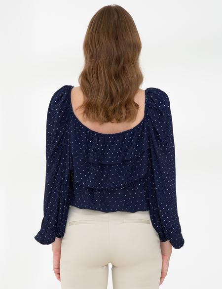 Lacivert Balon Kol Bluz - 50243748001