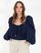Lacivert Balon Kol Bluz
