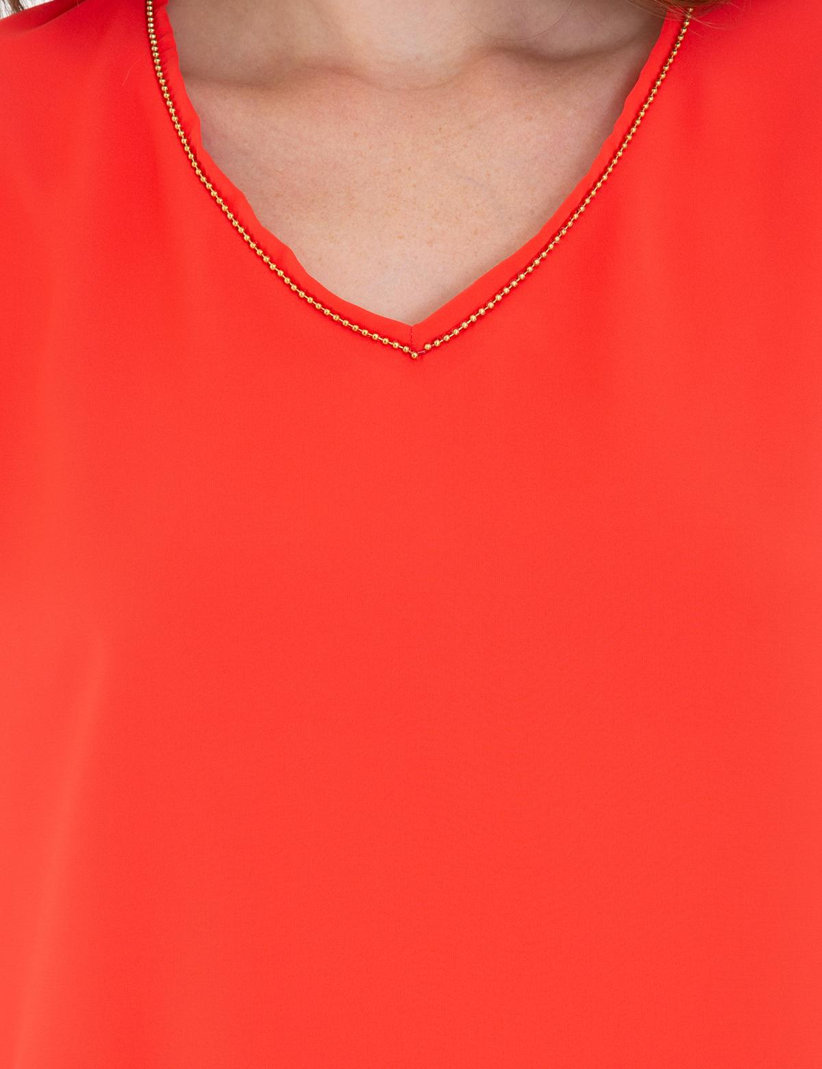 Nar Çiçeği Kısa Kollu V Yaka Bluz - 50243753008