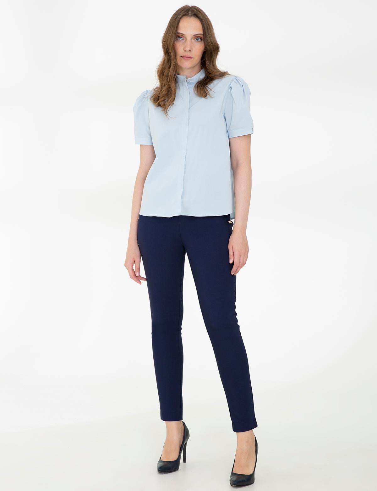 Lacivert Carrot Fit Kanvas Pantolon