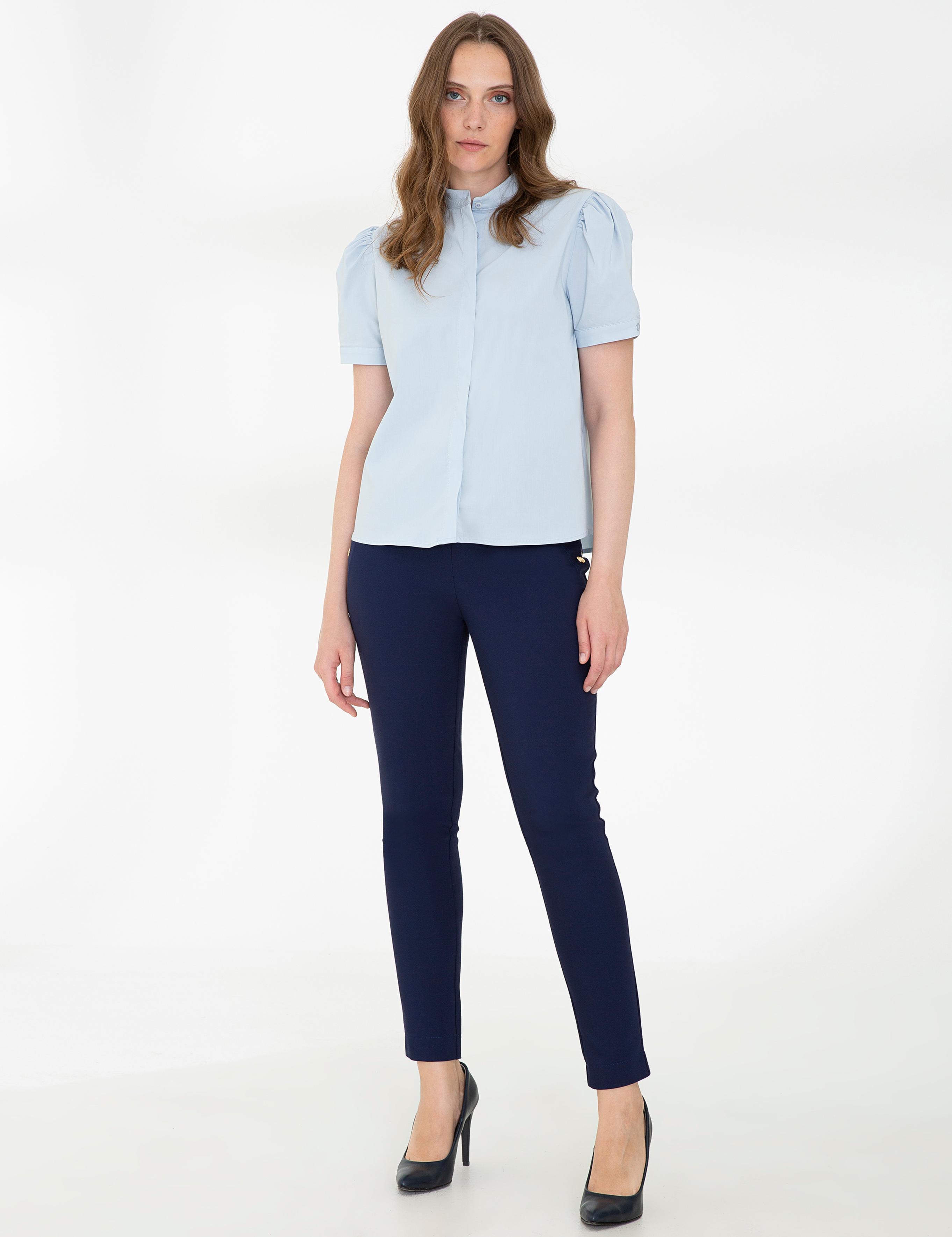 Lacivert Carrot Fit Kanvas Pantolon