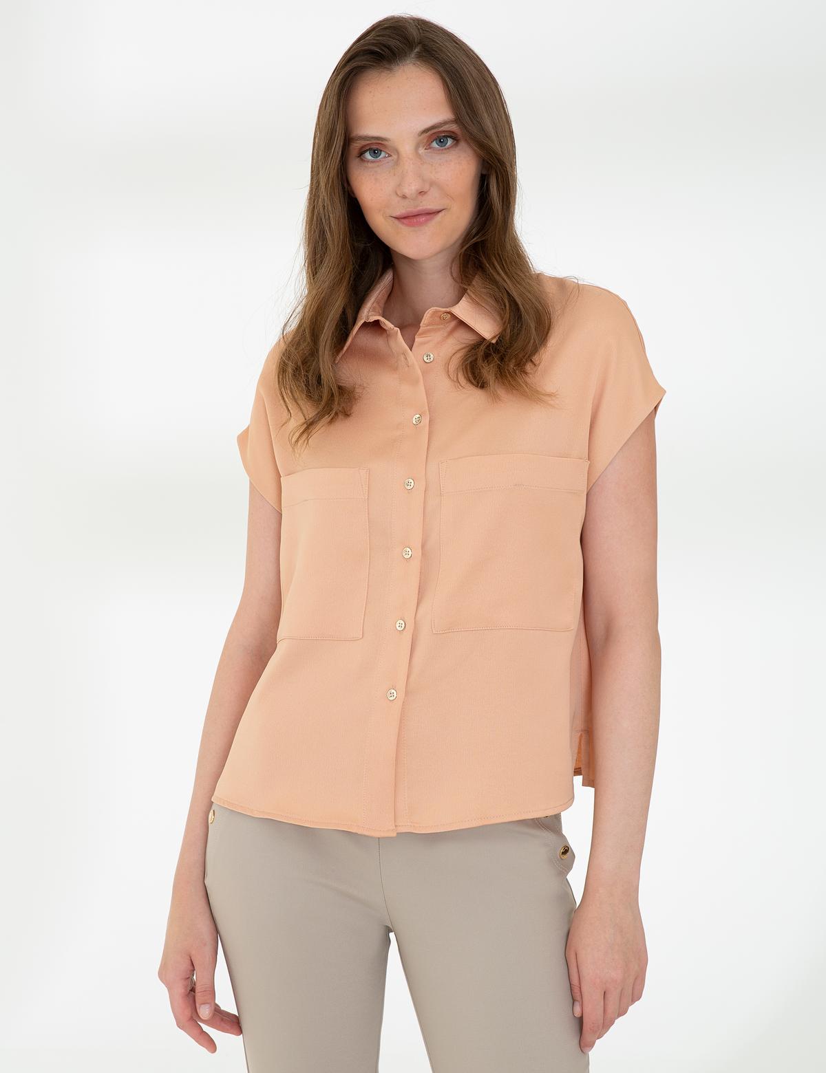 Turuncu Kısa Kollu Bluz