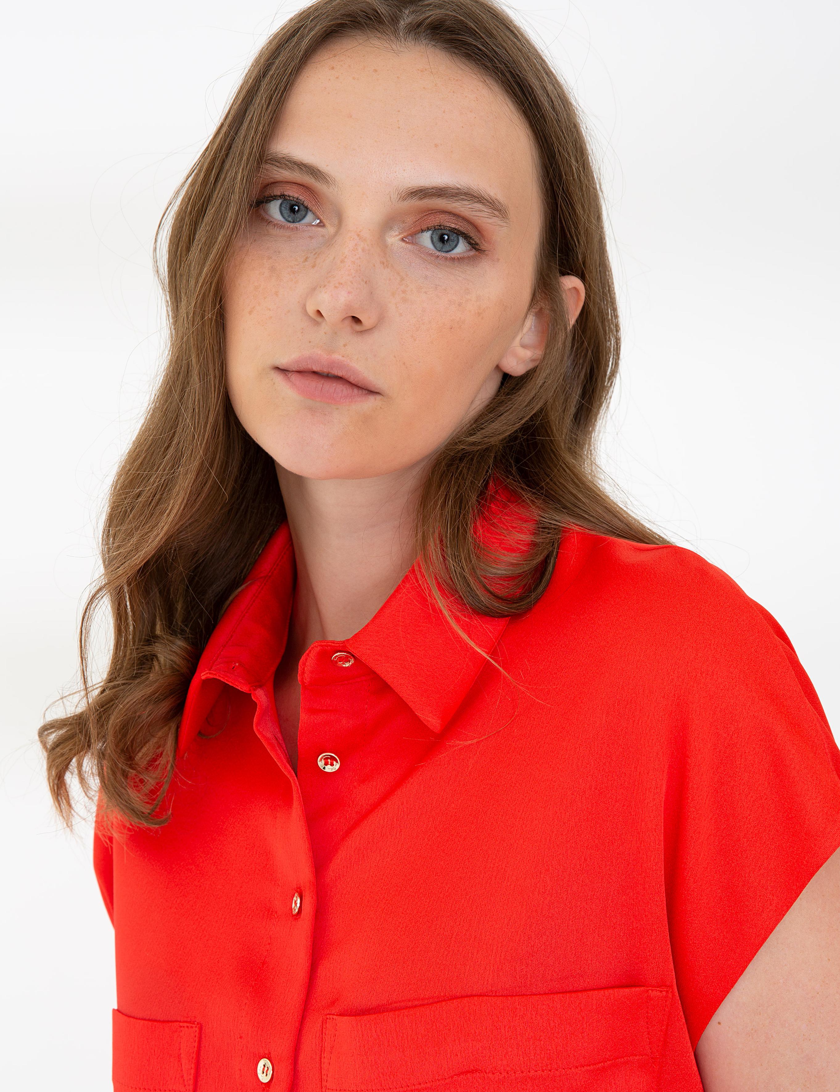 Nar Çiçeği Kısa Kollu Bluz