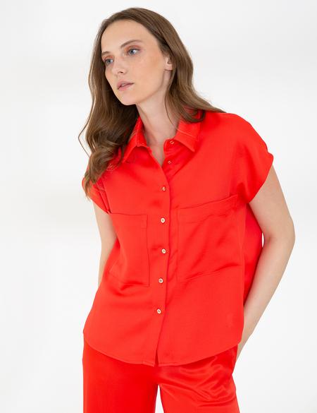 Nar Çiçeği Kısa Kollu Bluz - 50241656017