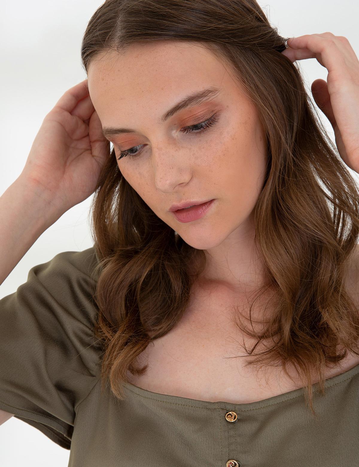 Haki Dokuma Elbise - 50241650002